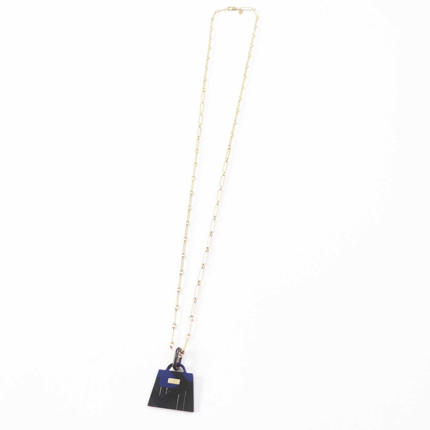 HERMES Necklace Buffalo Horn Gold Plated Black type Gold Amulet Kelly GM Necklace