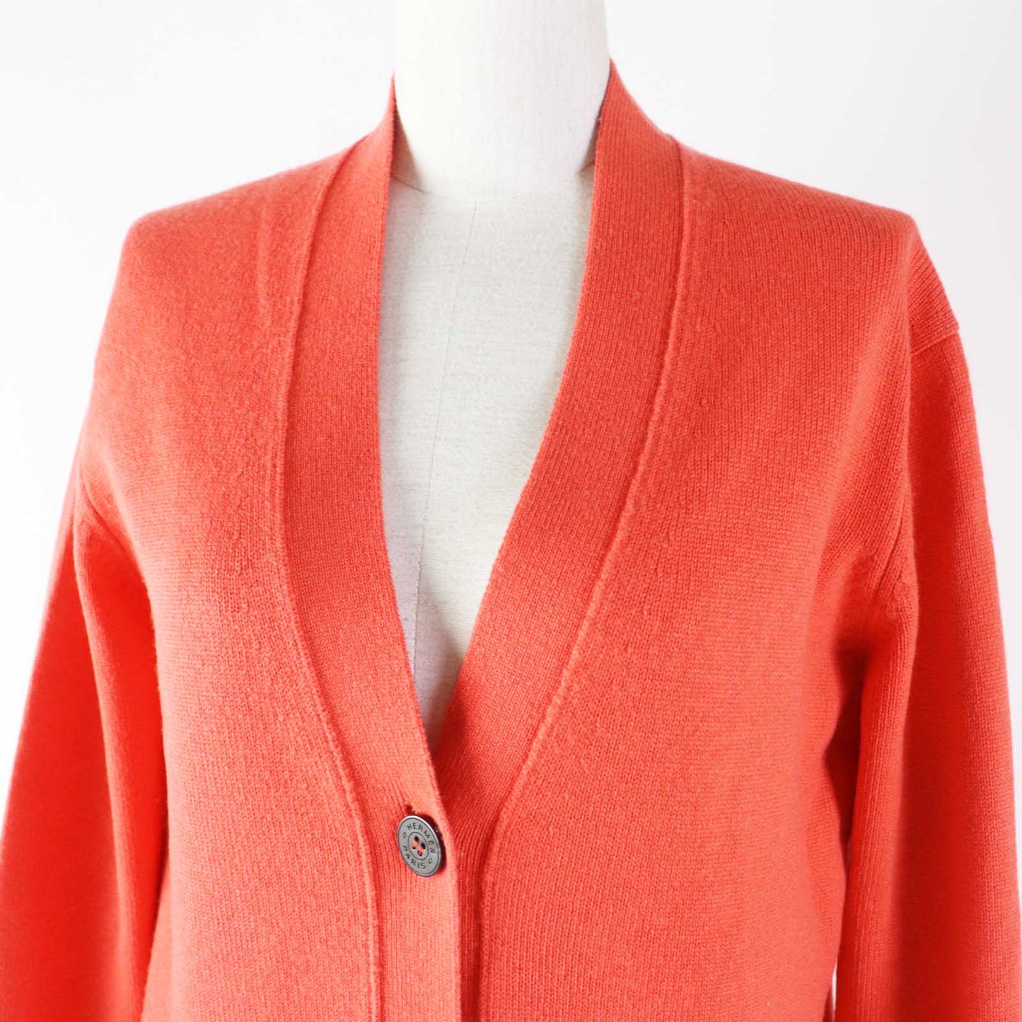 HERMES cardigan cashmere Coral orange 34