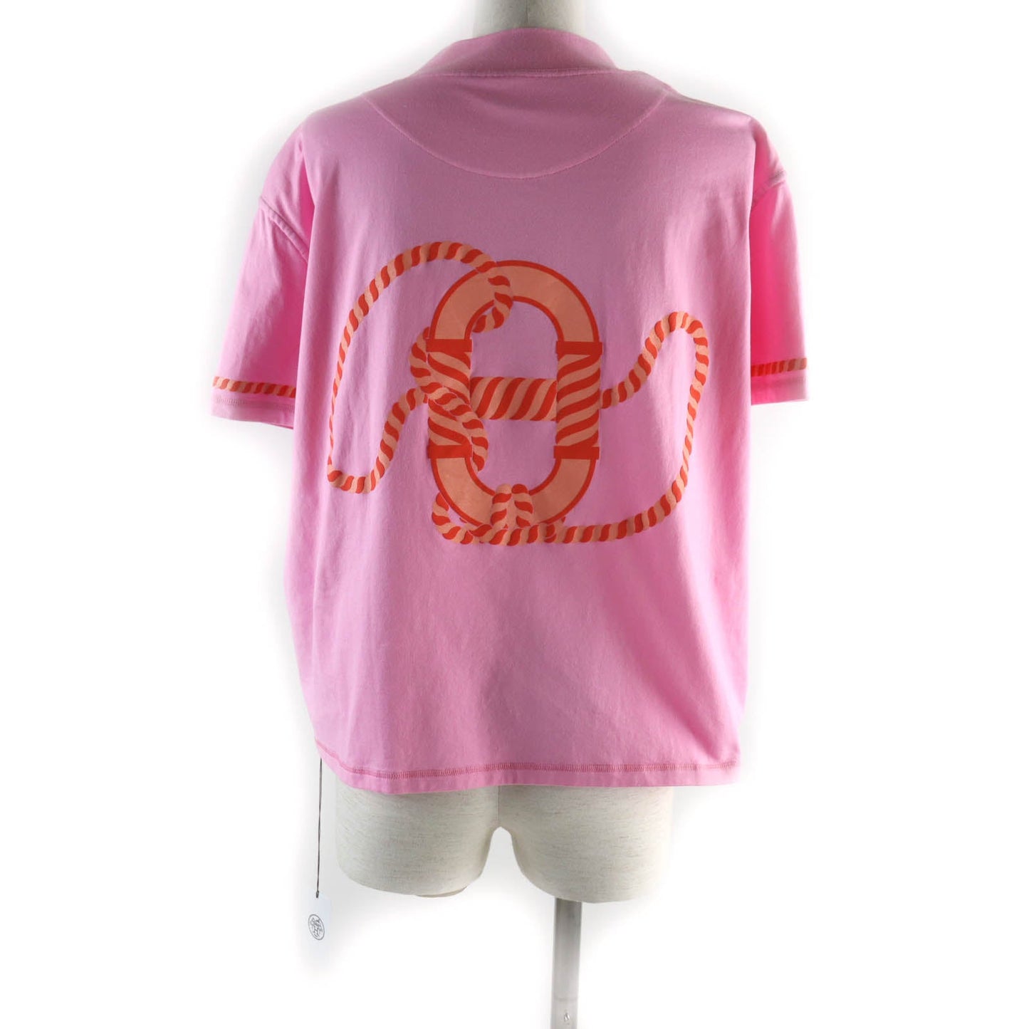 HERMES Short sleeve T-shirt 3E4621DL cotton pink Canoe 36