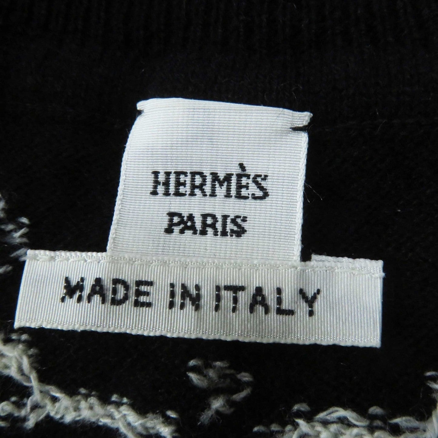 HERMES Short sleeve knit cashmere Black White BRIDES de GALA Ceremony Bridle 34