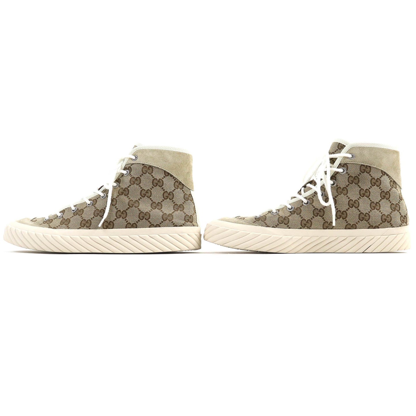 GUCCI High cut sneakers 738995 Suede Beige type mens 7.5 Secondhand