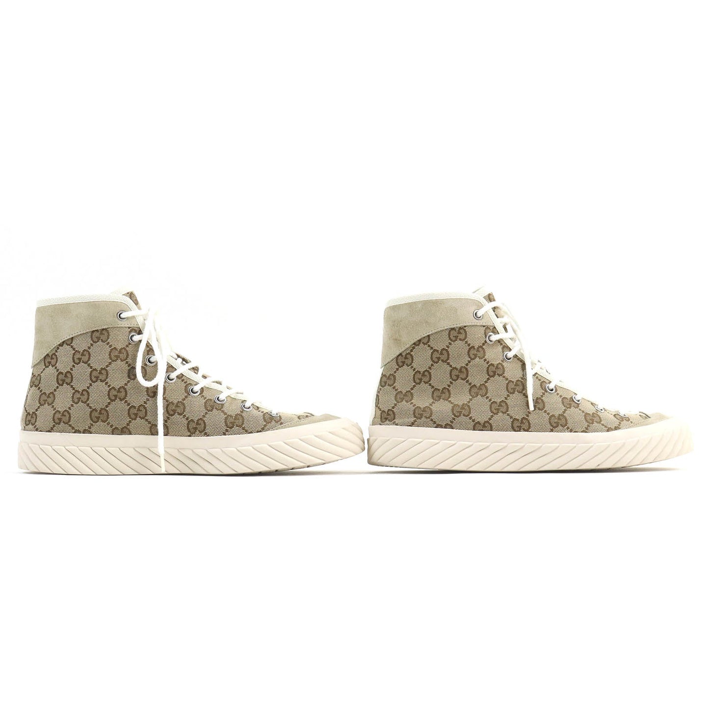 GUCCI High cut sneakers 738995 Suede Beige type mens 7.5 Secondhand