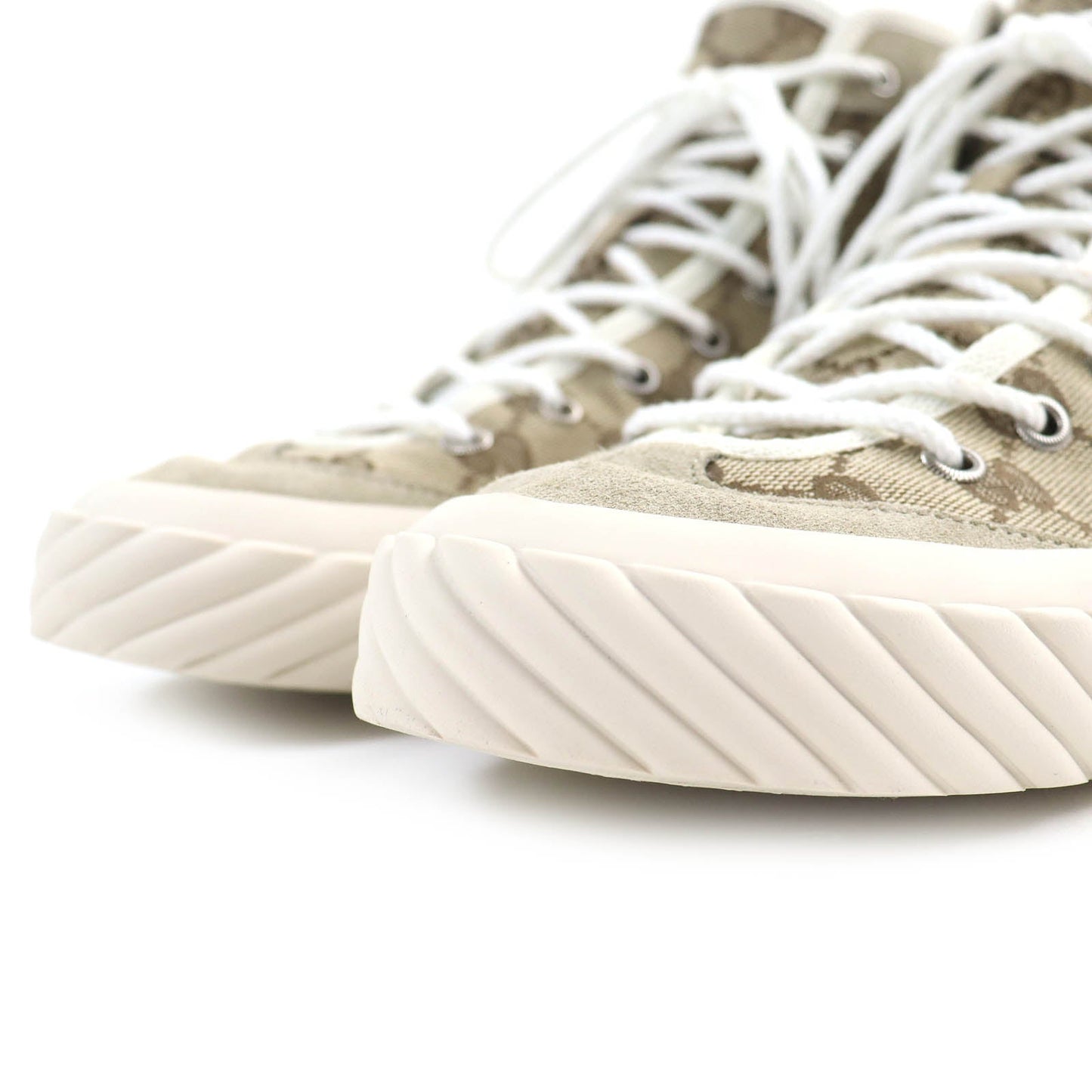 GUCCI High cut sneakers 738995 Suede Beige type mens 7.5 Secondhand