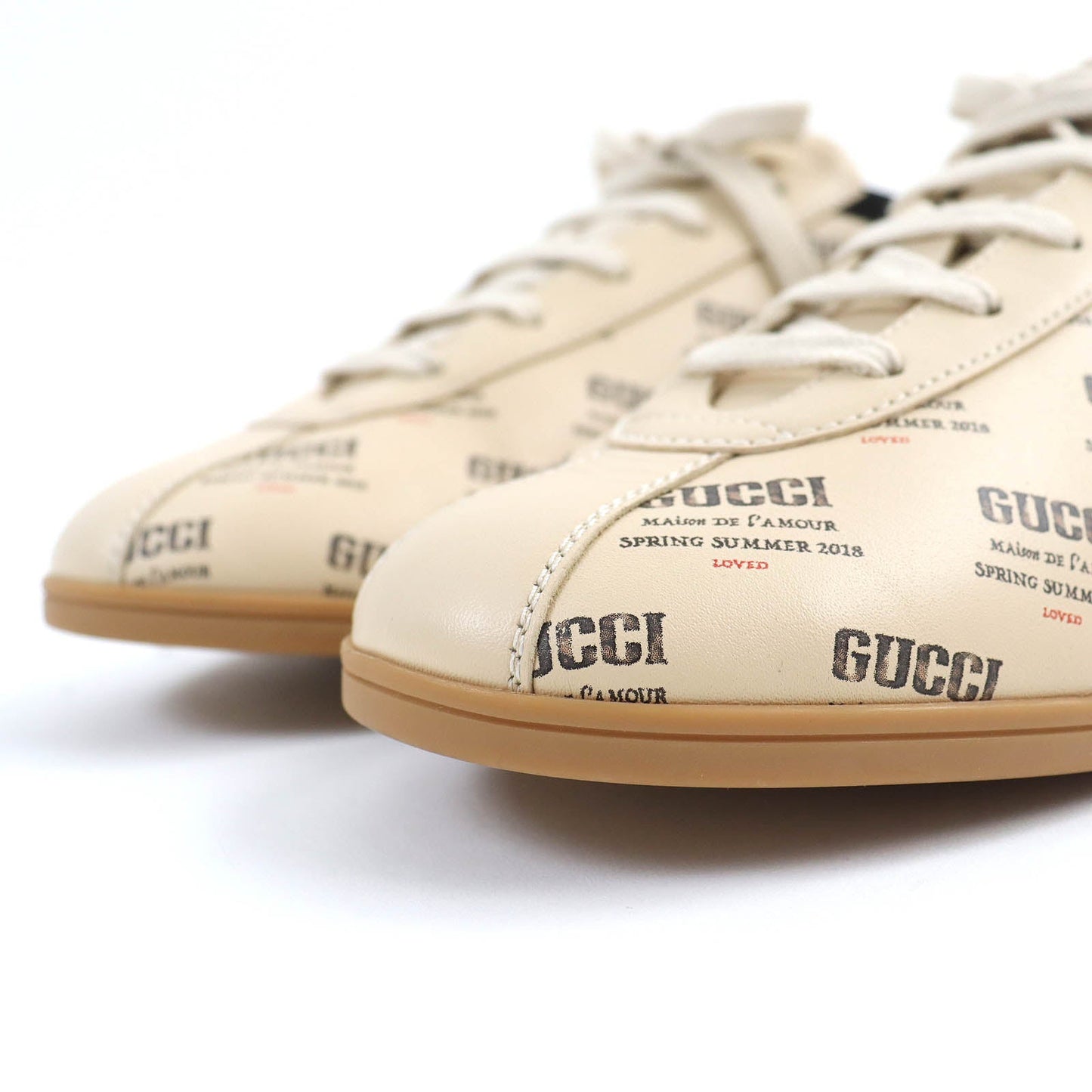 GUCCI Low cut sneakers 519535 leather SOY Beige mens 8 Secondhand