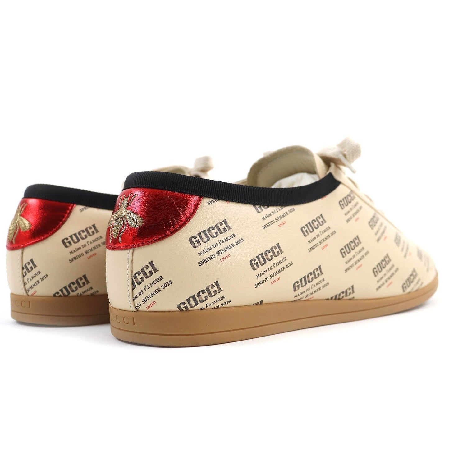 GUCCI Low cut sneakers 519535 leather SOY Beige mens 8 Secondhand