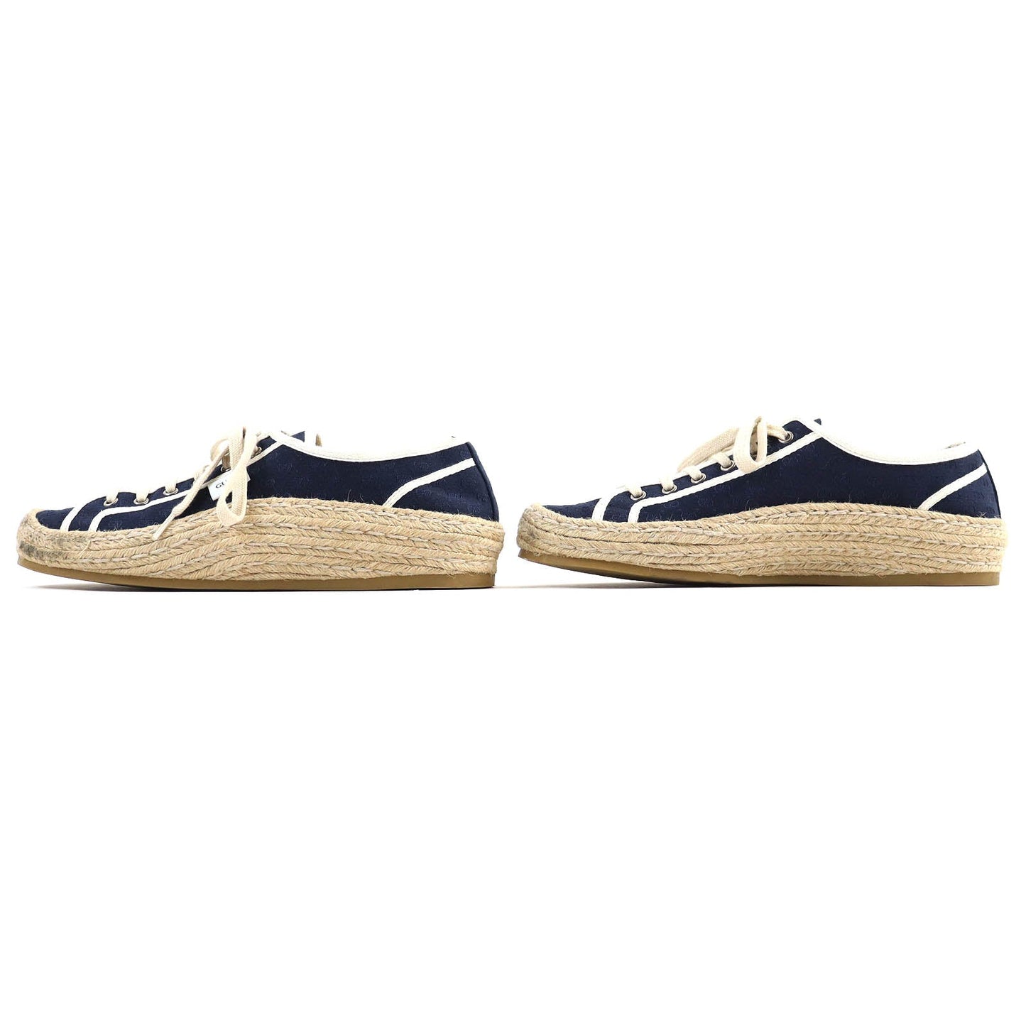 GUCCI Low cut sneakers 574853 canvas Navy beige mens 9 Secondhand