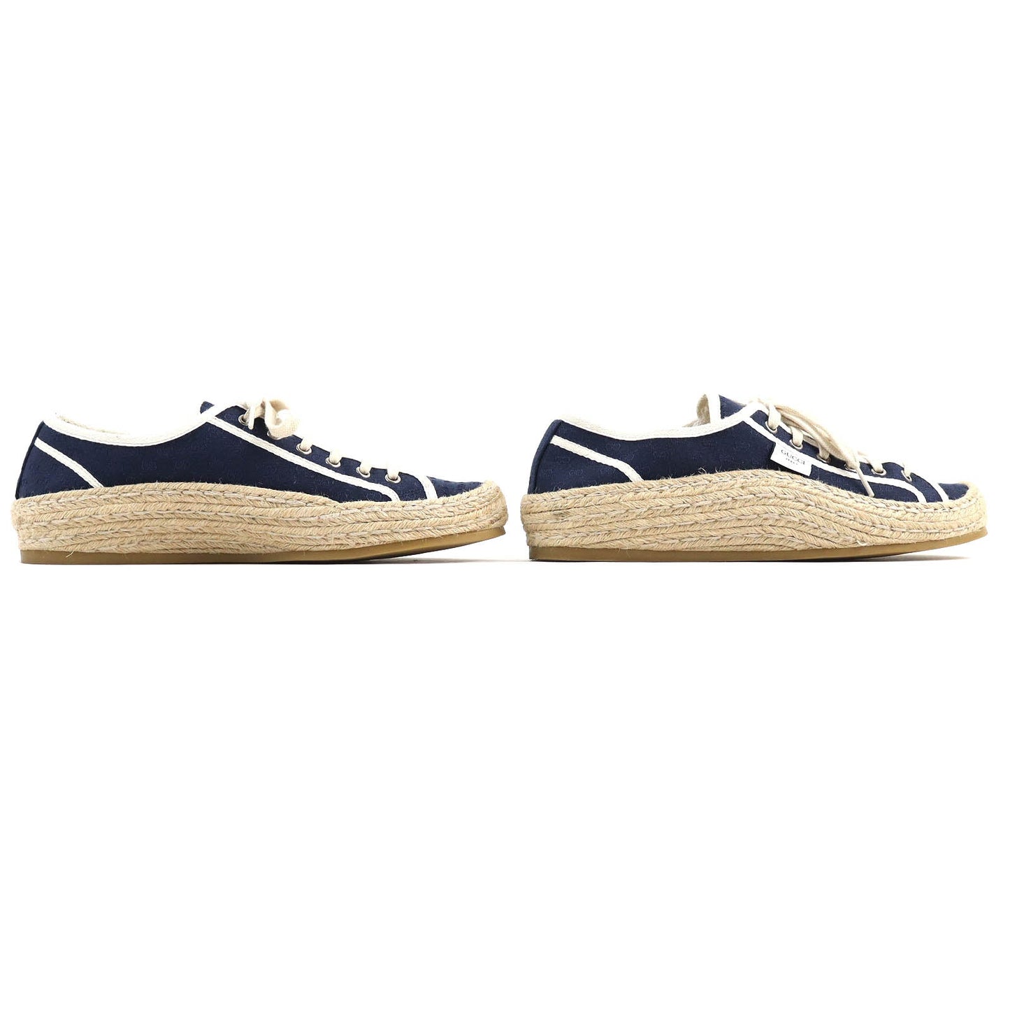 GUCCI Low cut sneakers 574853 canvas Navy beige mens 9 Secondhand