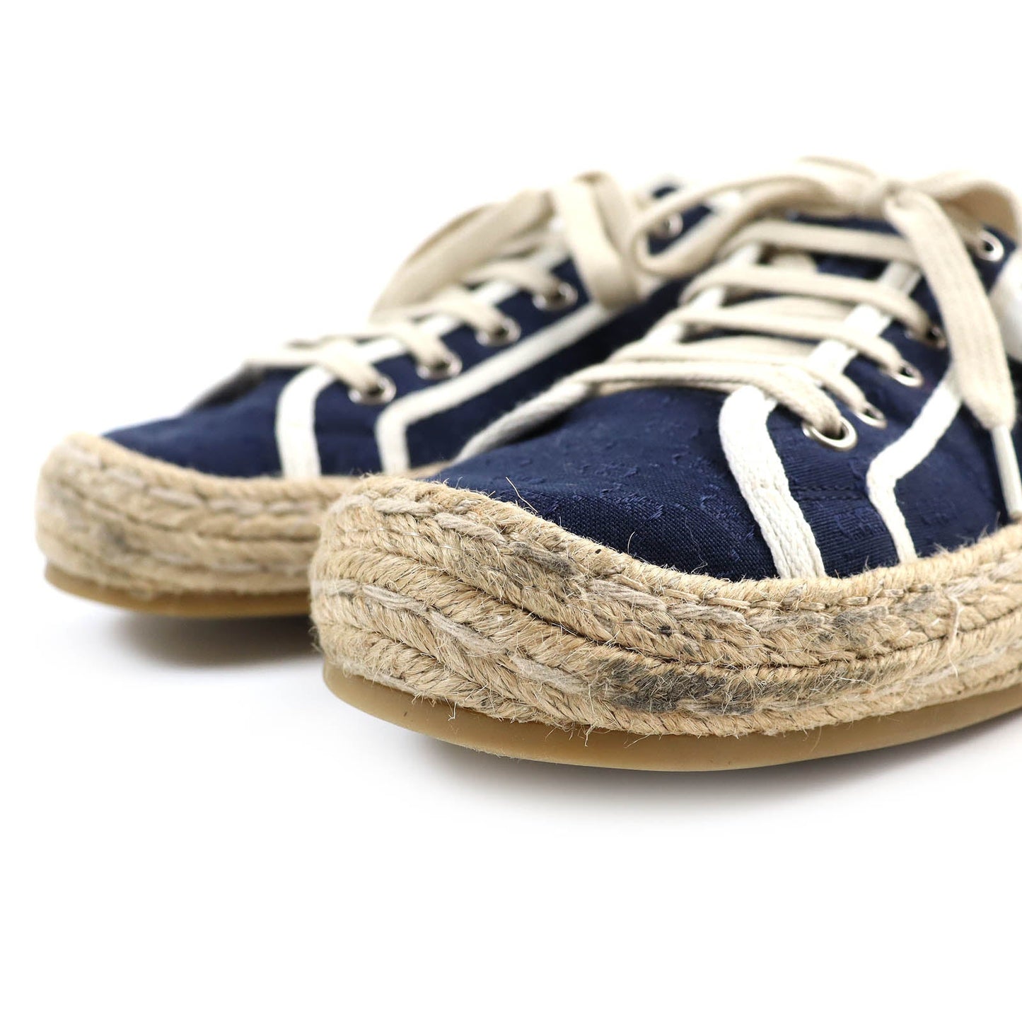 GUCCI Low cut sneakers 574853 canvas Navy beige mens 9 Secondhand