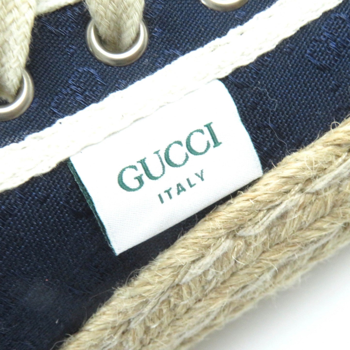 GUCCI Low cut sneakers 574853 canvas Navy beige mens 9 Secondhand