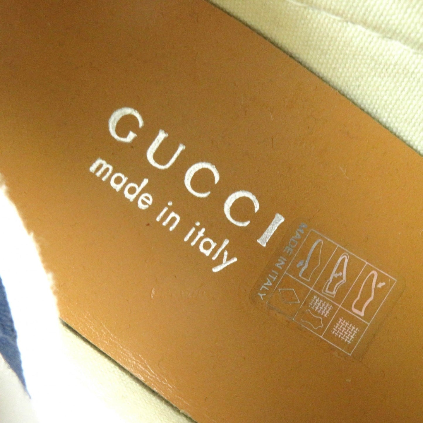 GUCCI Low cut sneakers 574853 canvas Navy beige mens 9 Secondhand