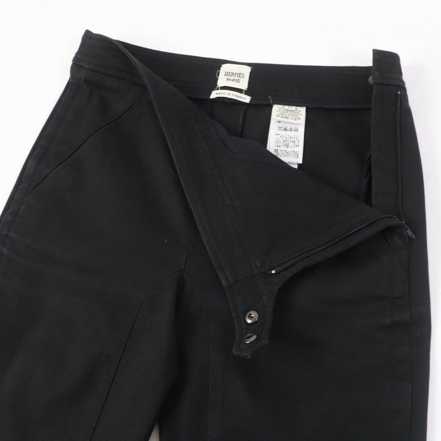 HERMES skinny pants cotton black 34
