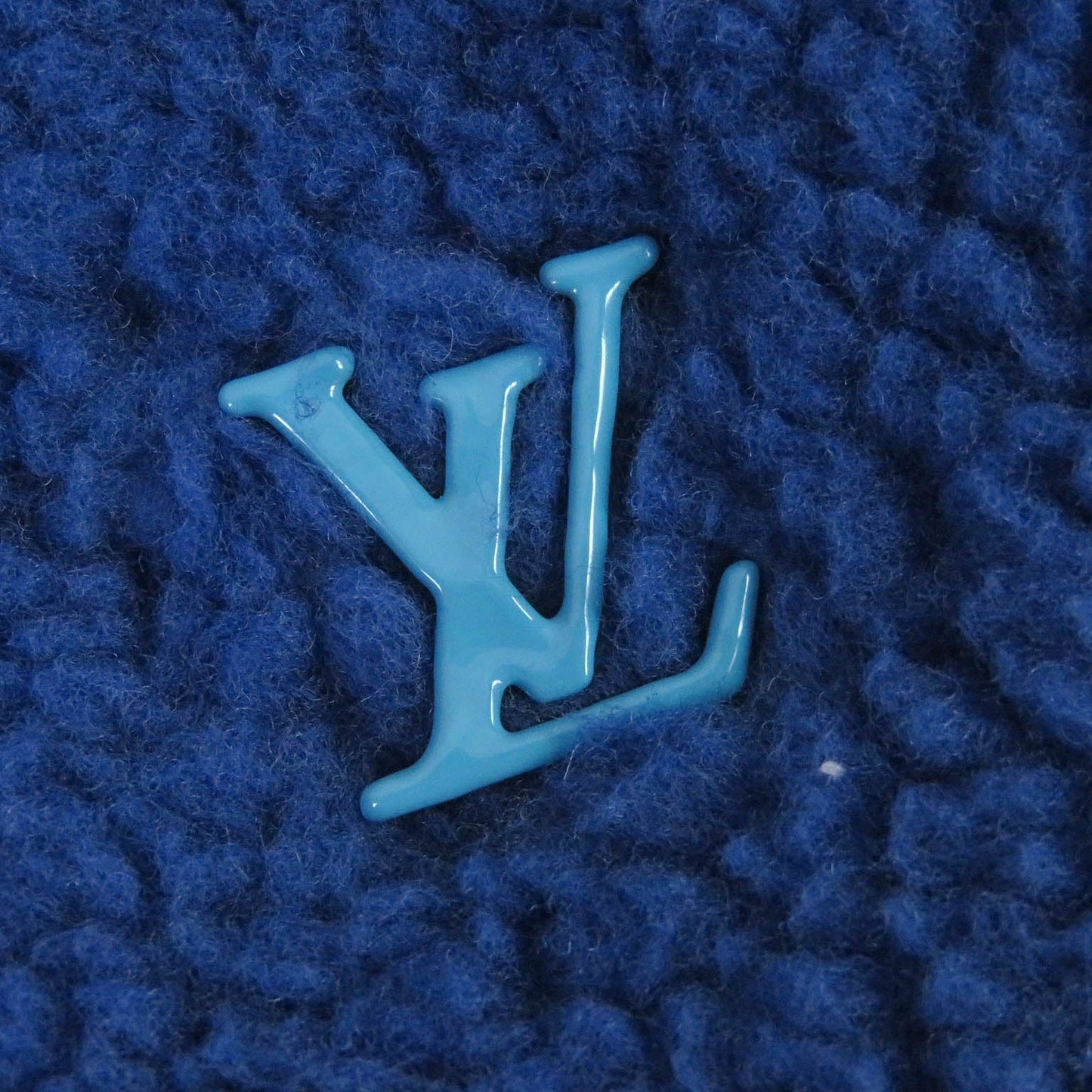 LOUIS VUITTON Blouson Outer: 53% polyester, Outer: 47% acrylic, Lining: 100% cotton, Part: 100% wool blue mens L Used