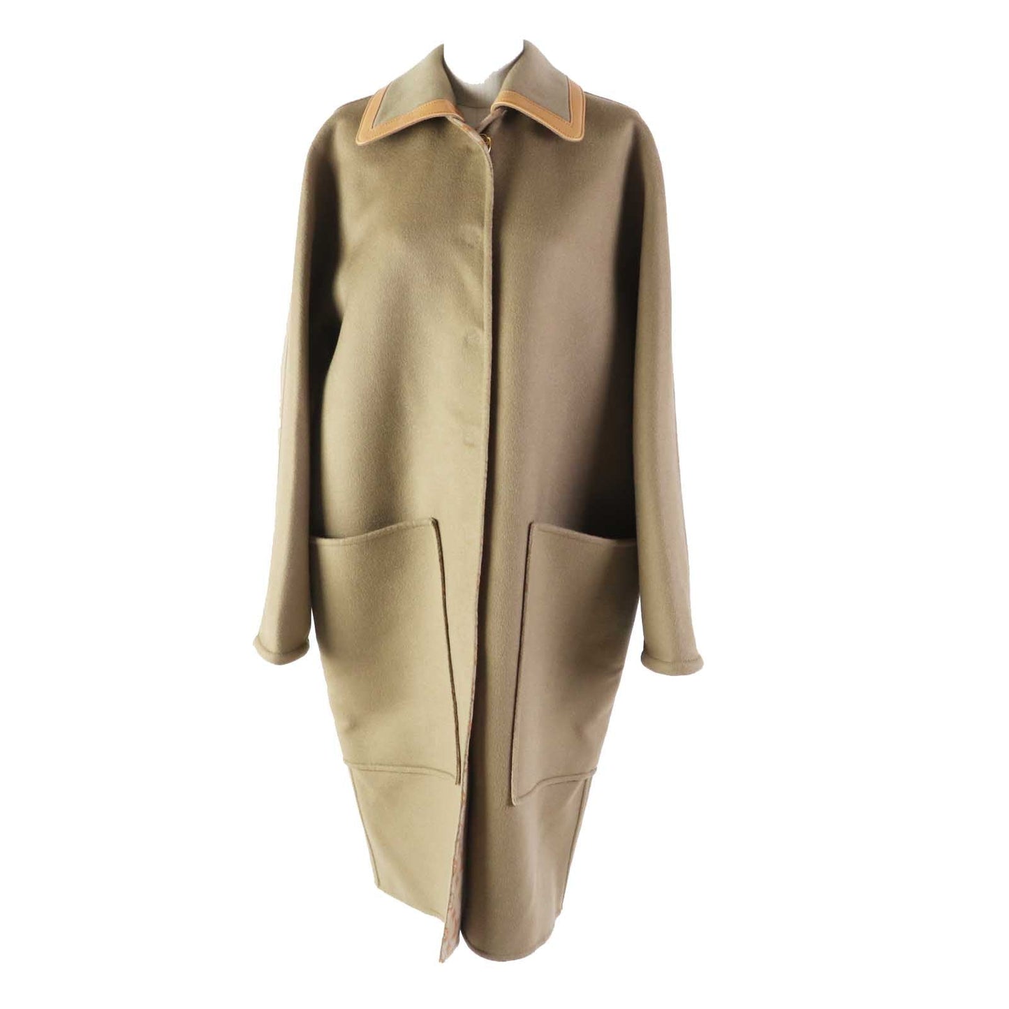 LOUIS VUITTON coat 1ABQP2 wool beige Removable collar double face coat 36