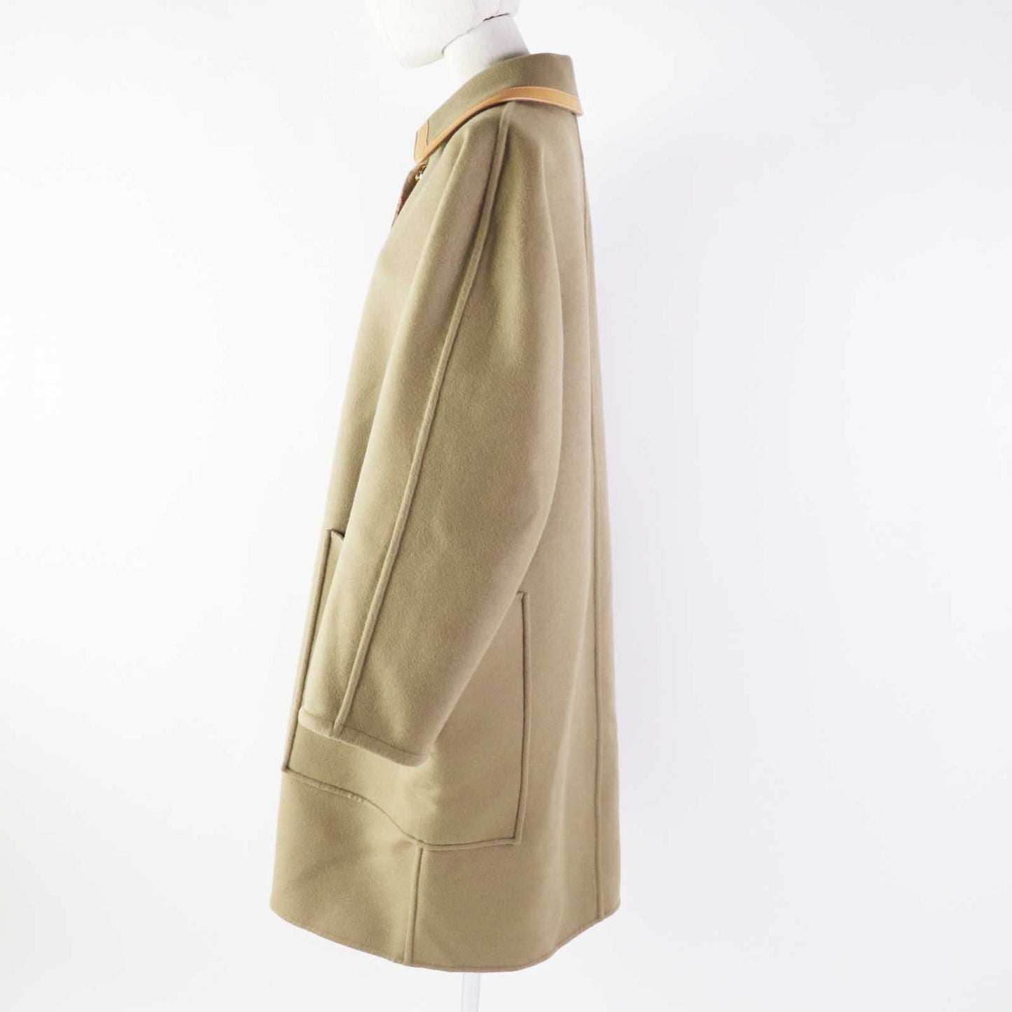 LOUIS VUITTON coat 1ABQP2 wool beige Removable collar double face coat 36
