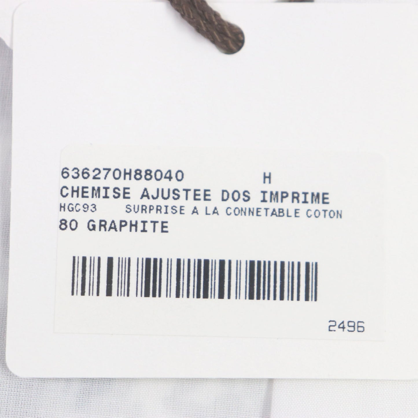 HERMES Long sleeve shirt cotton white Water snake 40