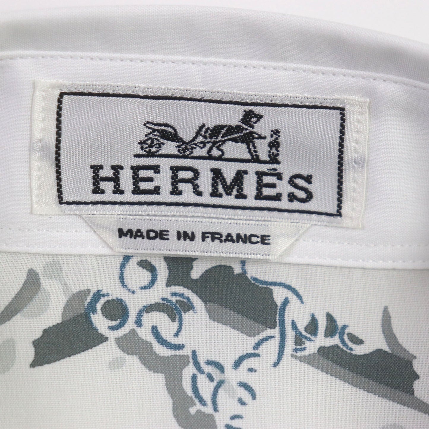 HERMES Long sleeve shirt cotton white Water snake 40