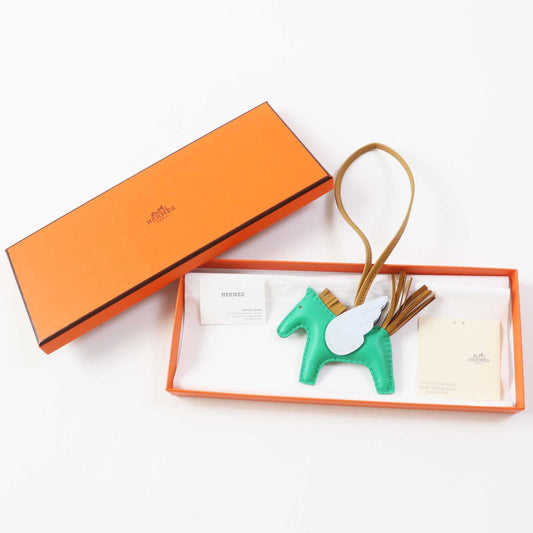 HERMES Bag charm Anyo Miro Mint/Sesame/Blue Brume Rodeo Charm Pegasus PM
