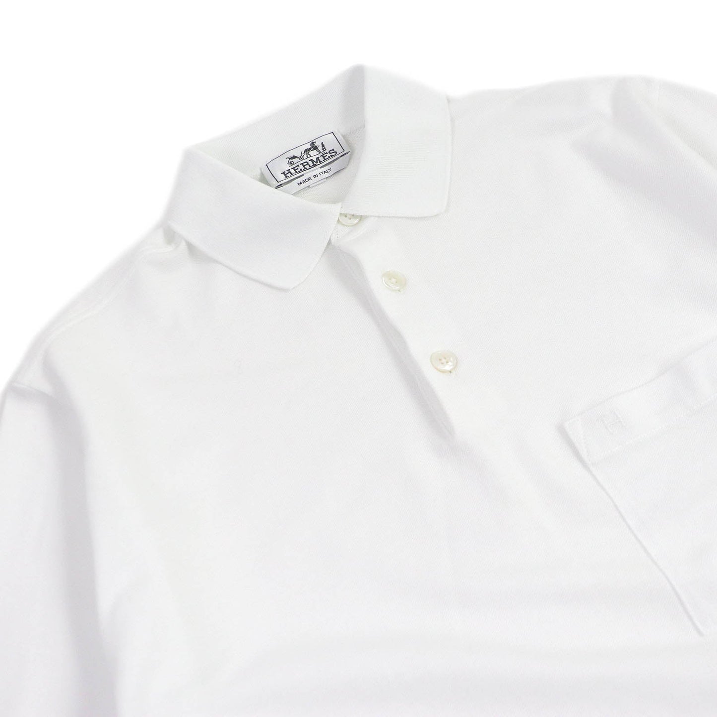 HERMES Short sleeve polo shirt cotton white S