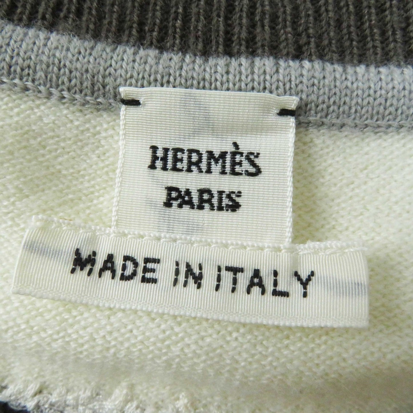 HERMES Short sleeve knit 4E2624D5 wool Green Titanium ETRIERS 38