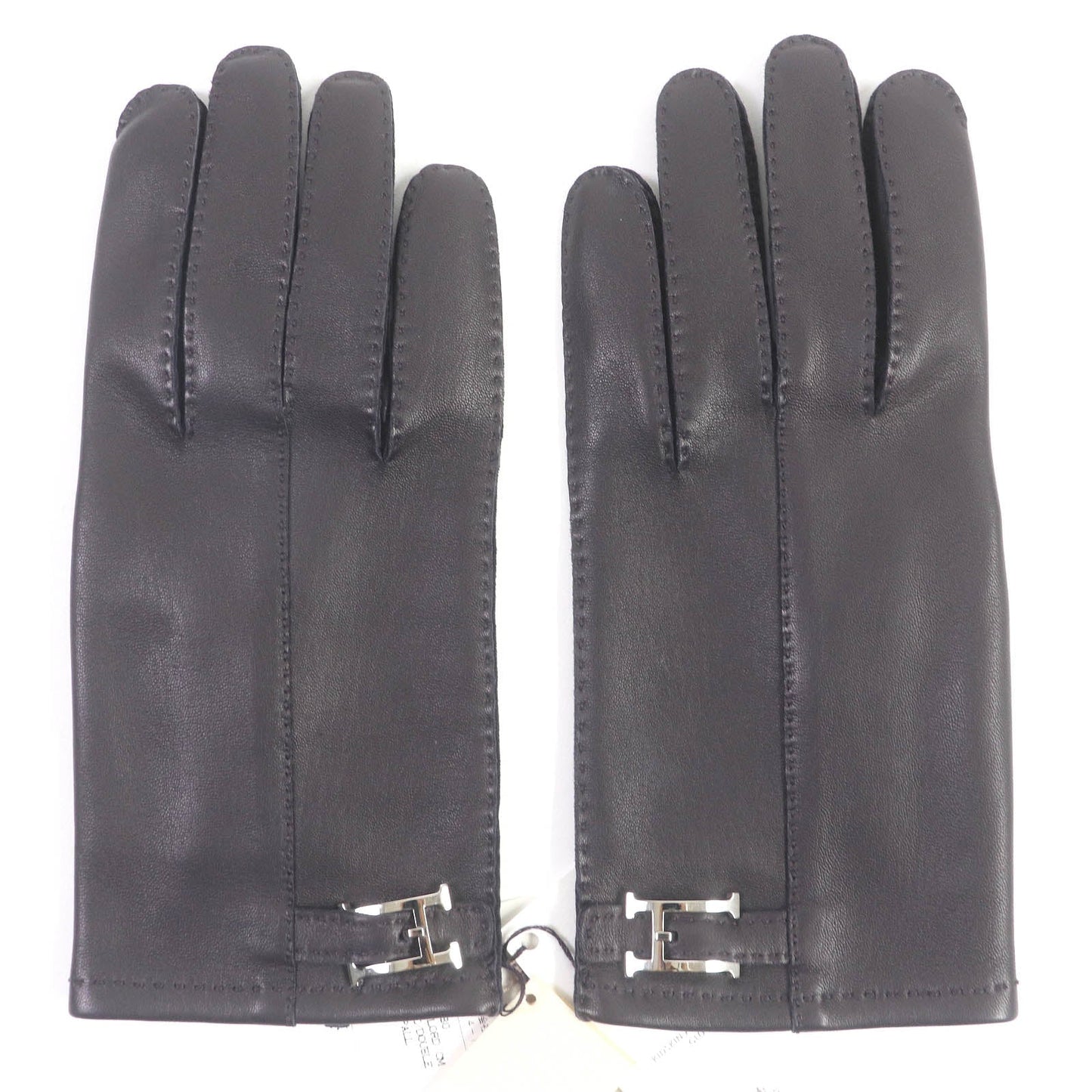 HERMES gloves Lamb leather Dark brown 8