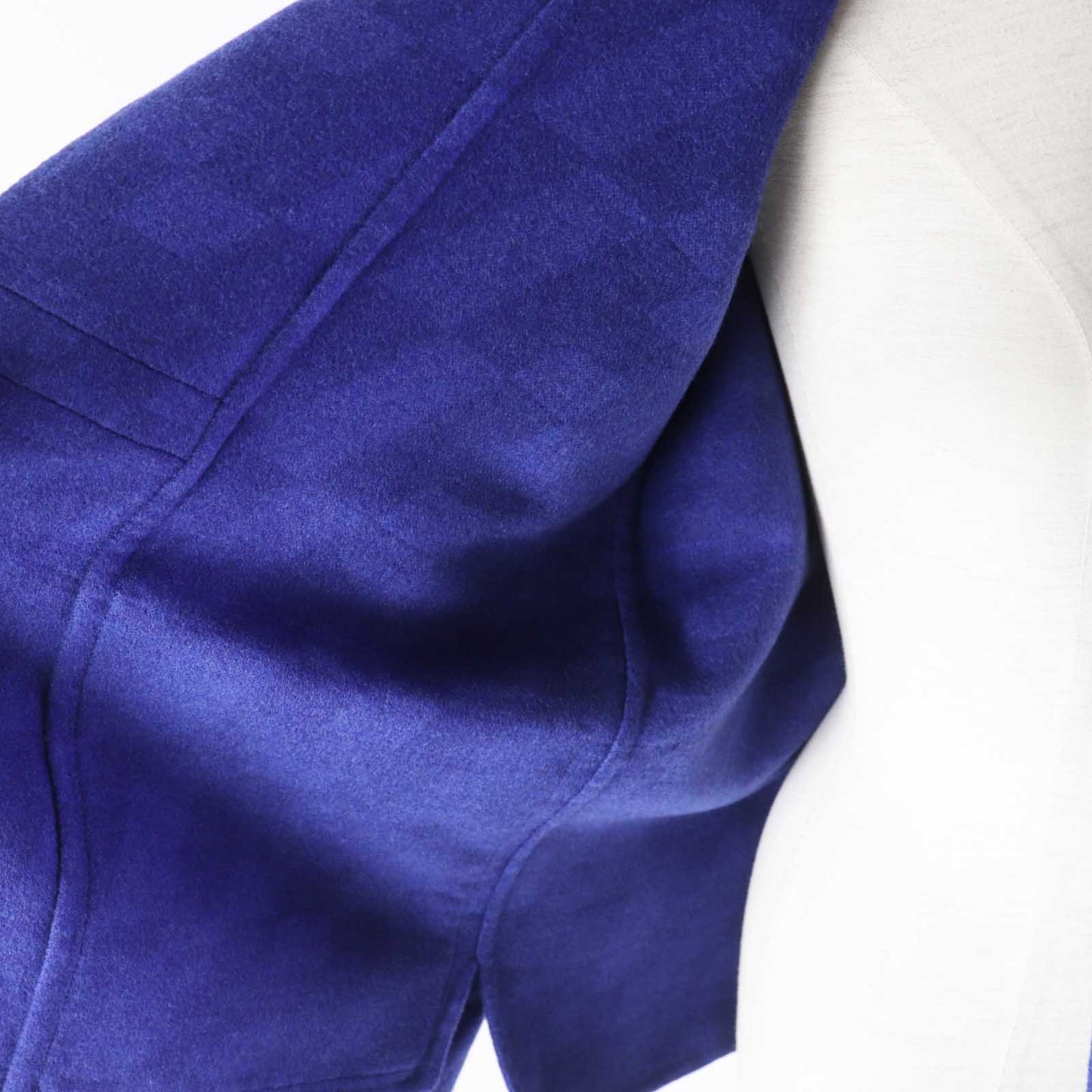 HERMES coat Main: 100% cashmere, Part: 100% cotton blue Women 34 Used
