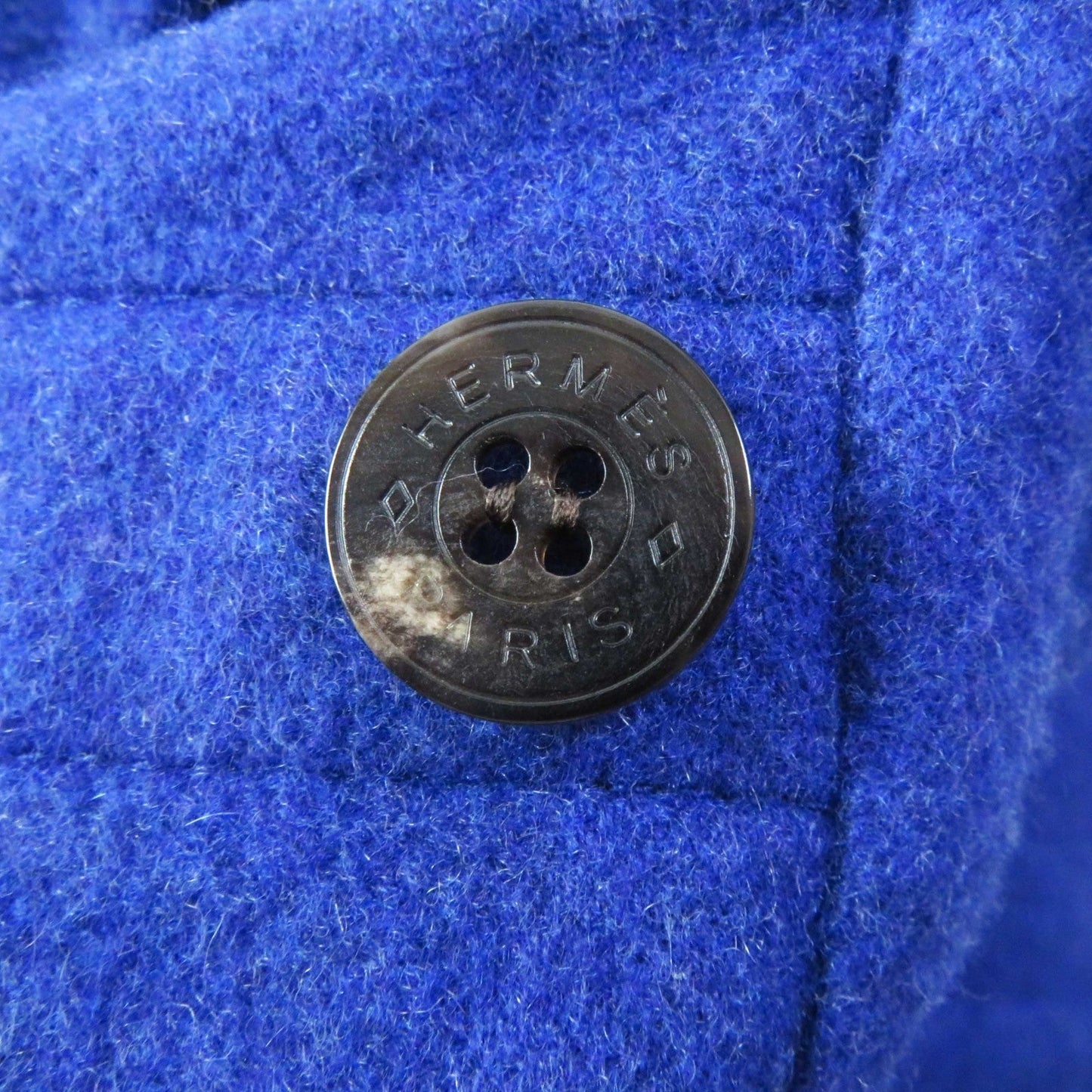 HERMES coat Main: 100% cashmere, Part: 100% cotton blue Women 34 Used