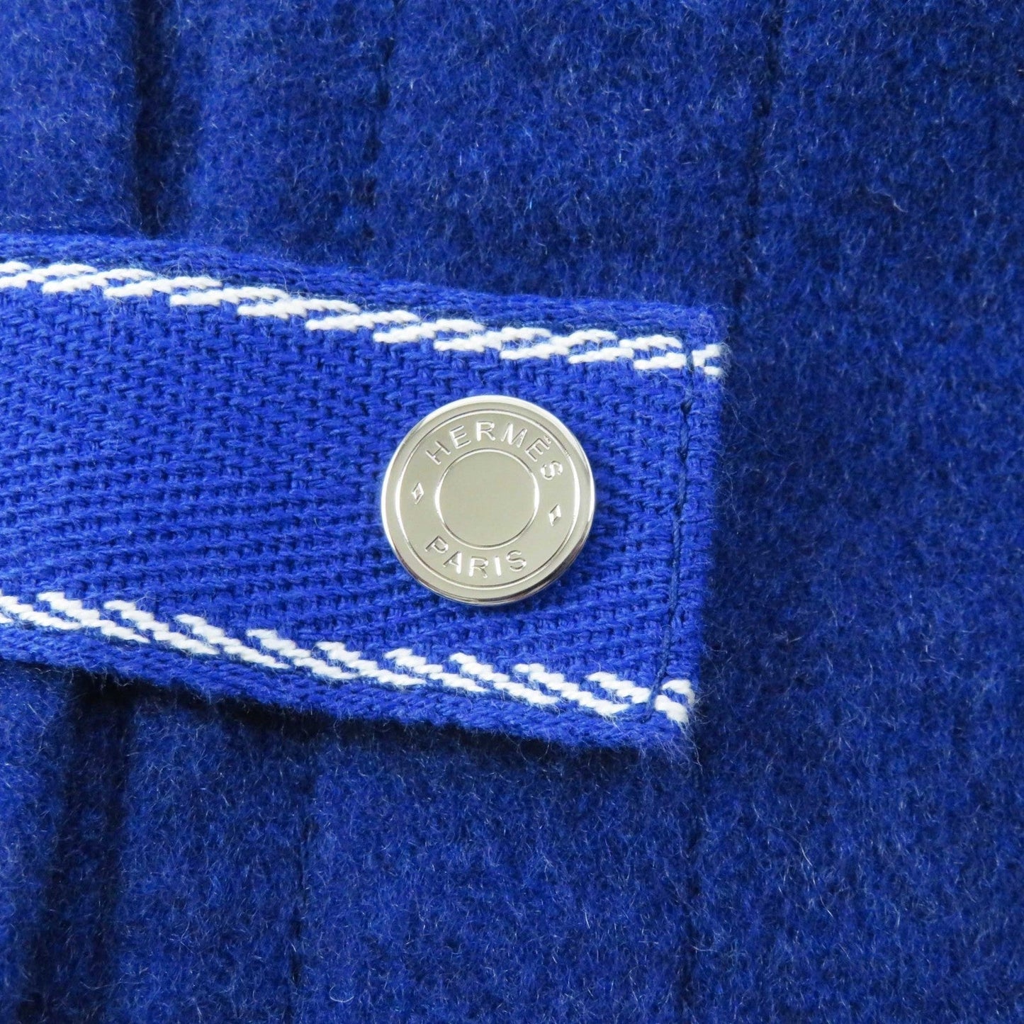 HERMES coat Main: 100% cashmere, Part: 100% cotton blue Women 34 Used