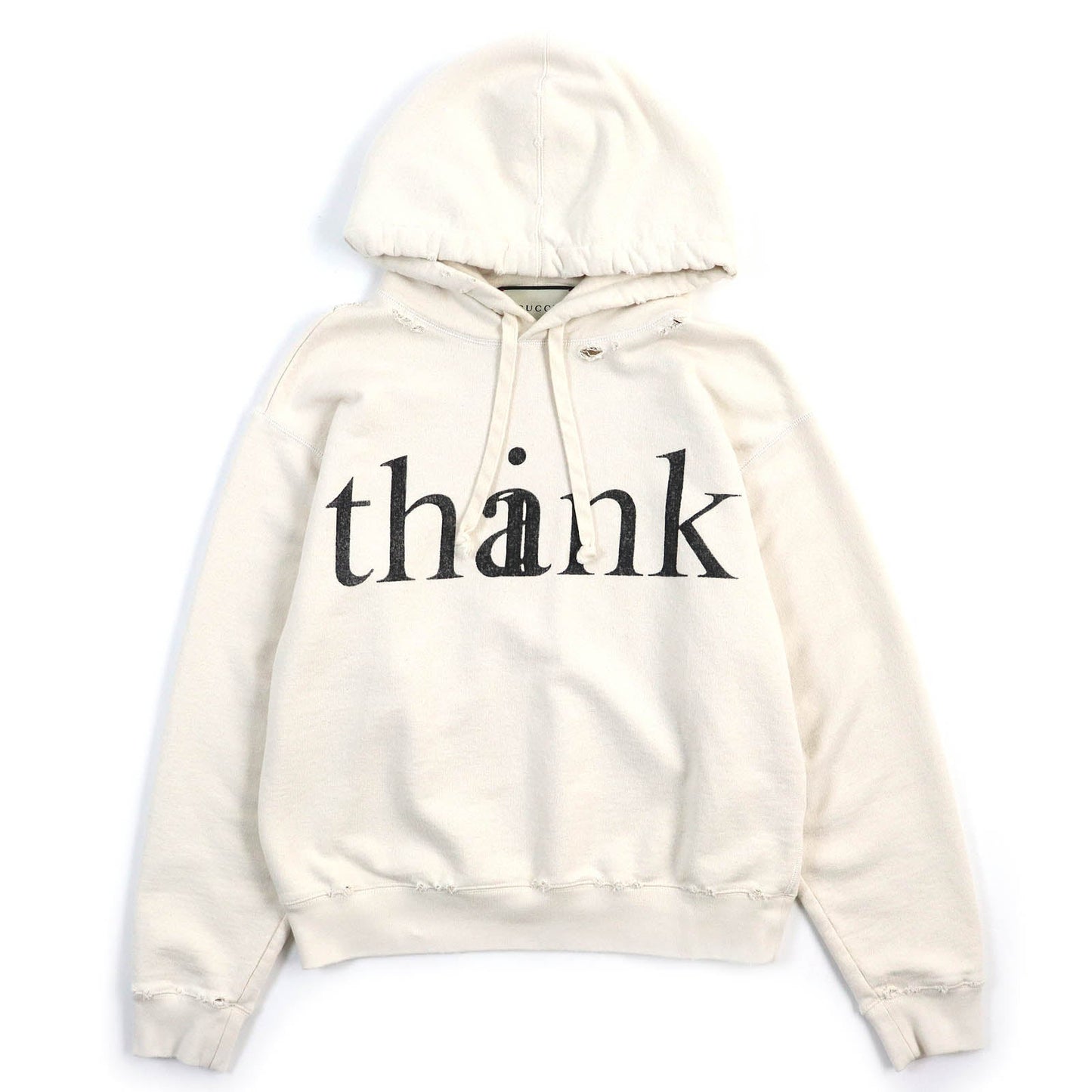 GUCCI Hoodie 634674 cotton off white think thank print XS