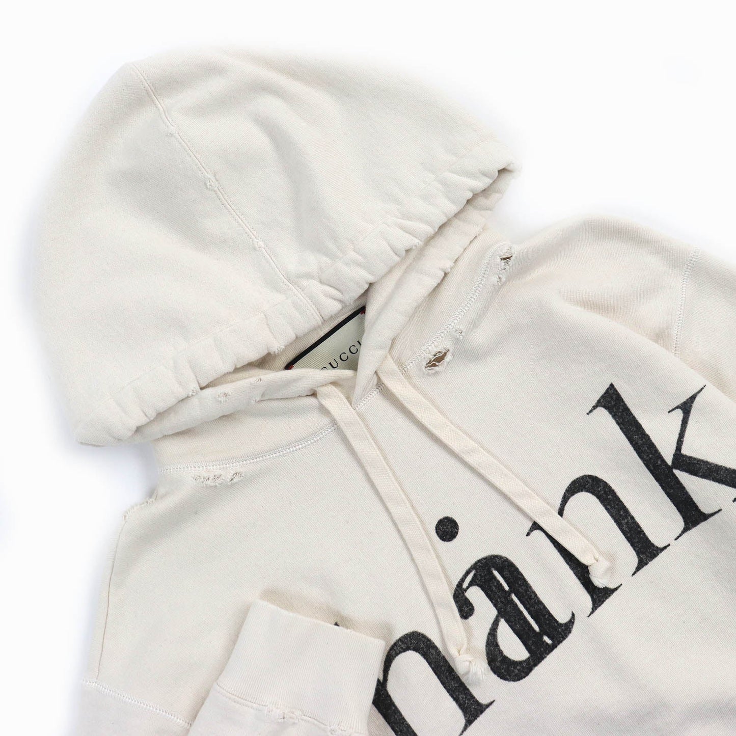 GUCCI Hoodie 634674 cotton off white think thank print XS