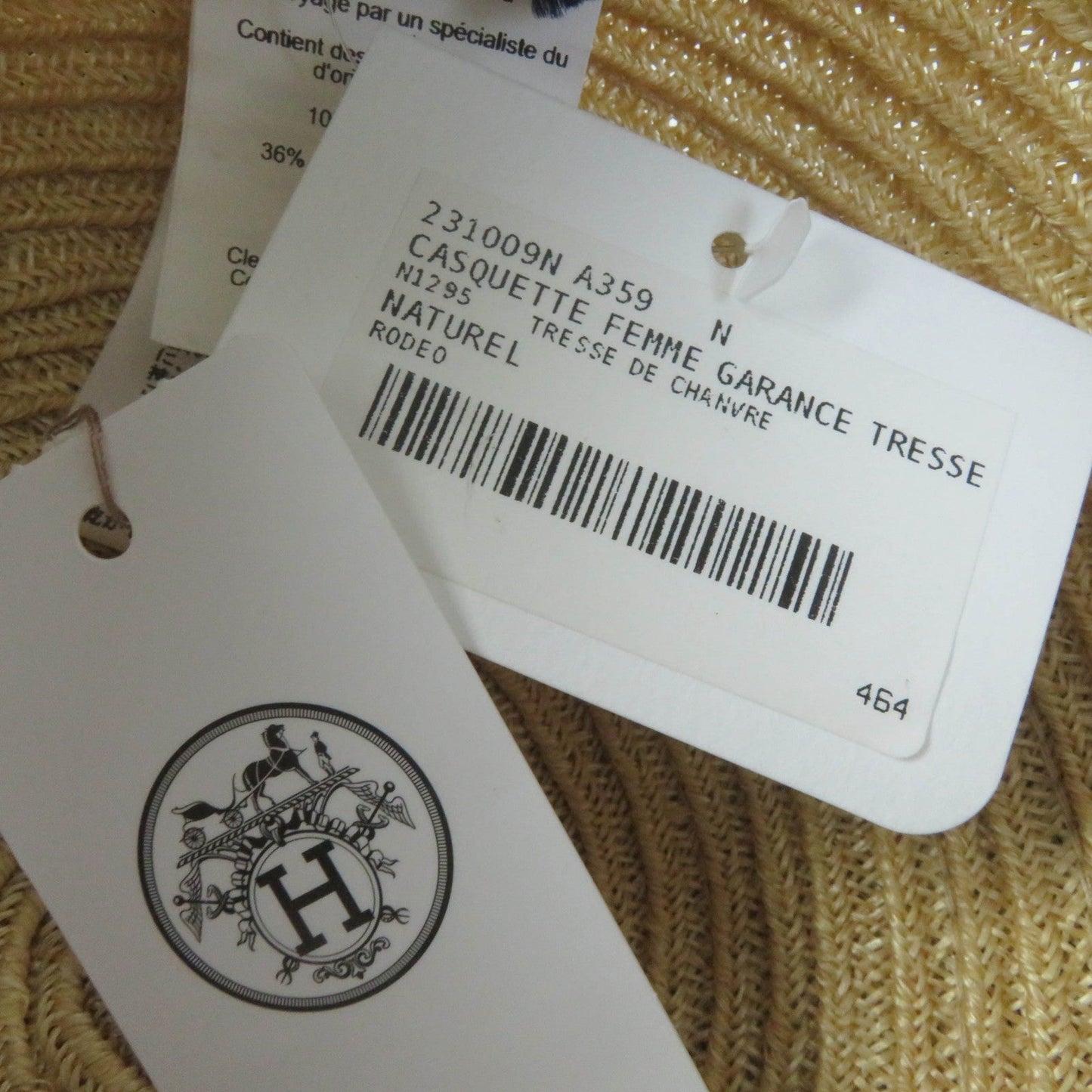 HERMES Casquette Hemp natural Garance