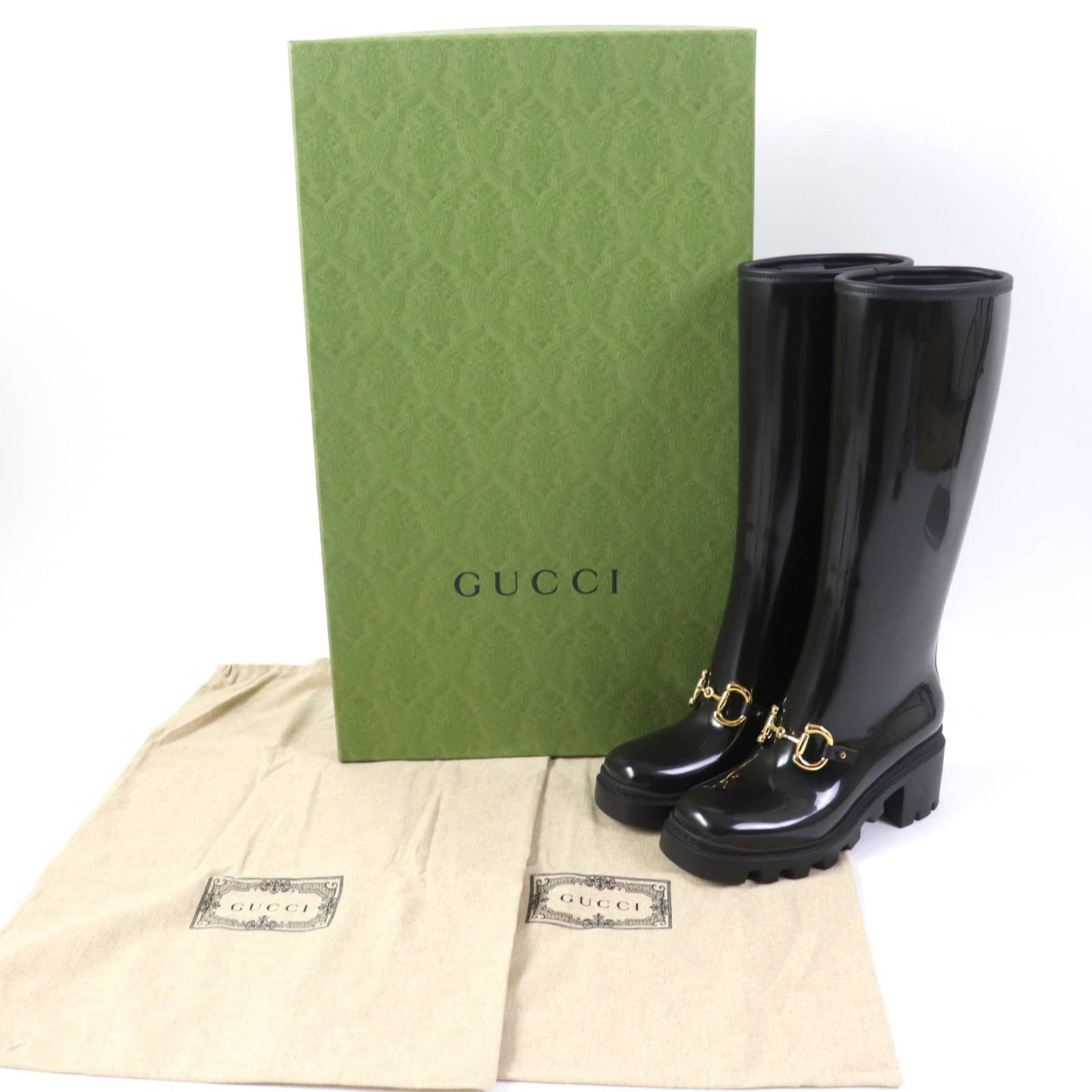 GUCCI Knee-high boots 659707 rubber black Women 35 Secondhand