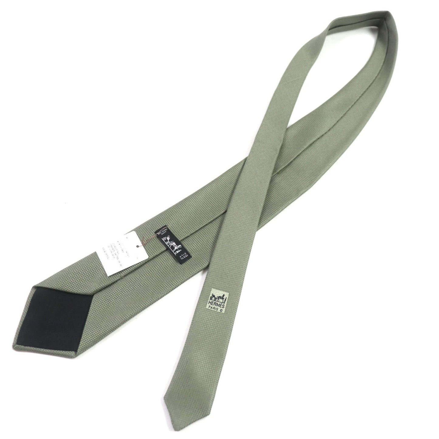 HERMES tie silk khaki