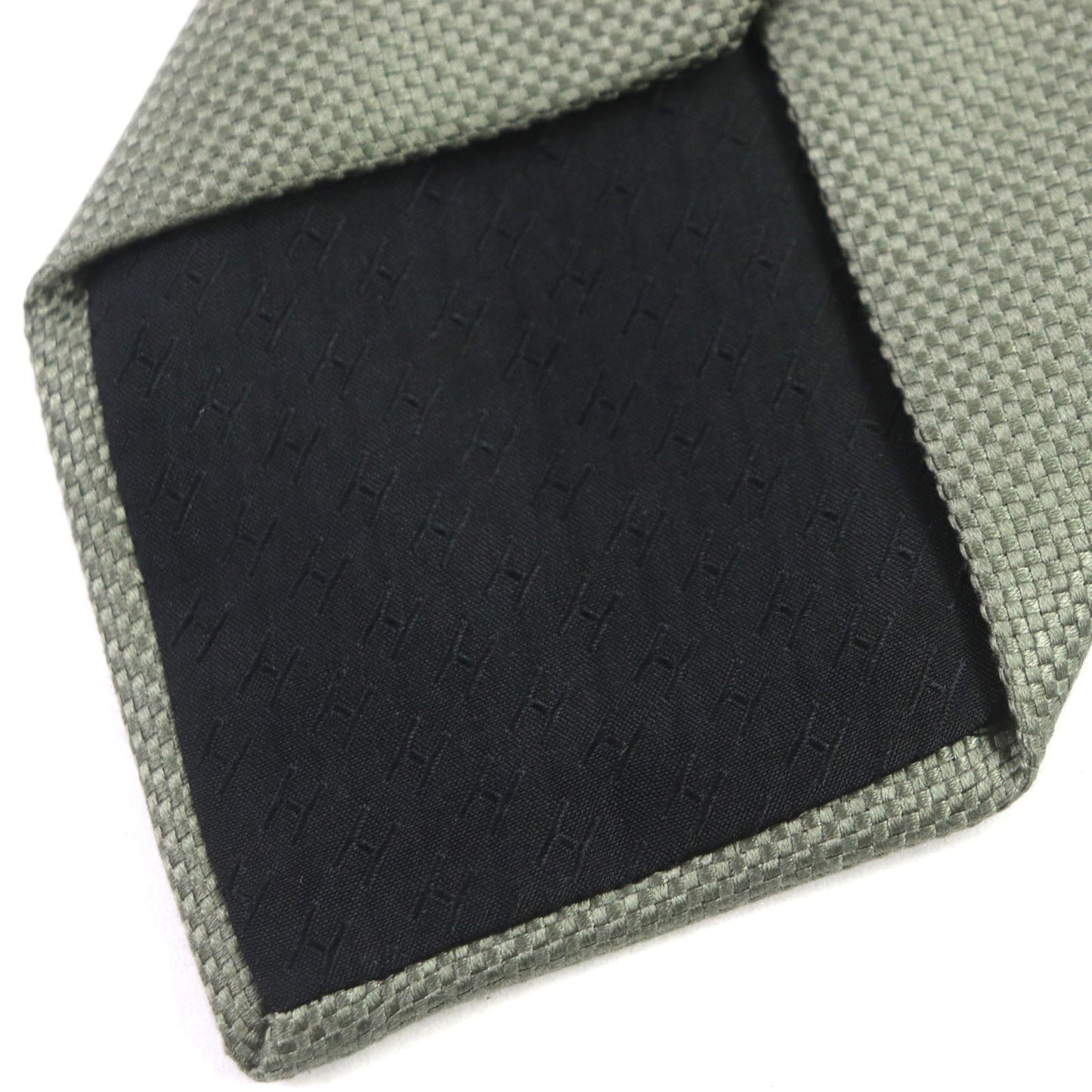 HERMES tie silk khaki