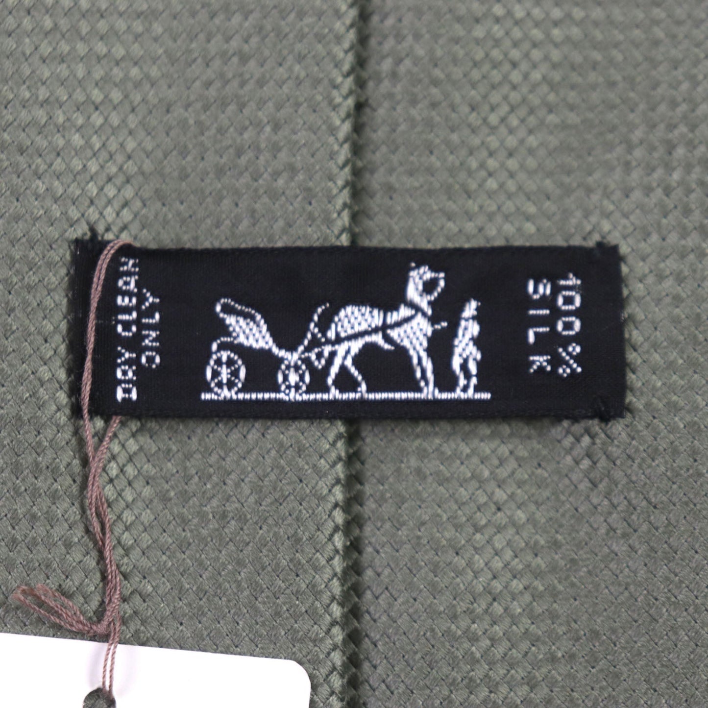 HERMES tie silk khaki