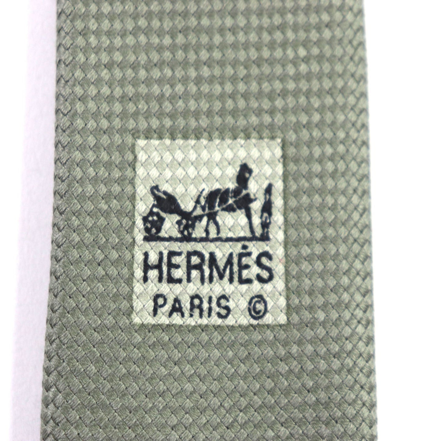HERMES tie silk khaki