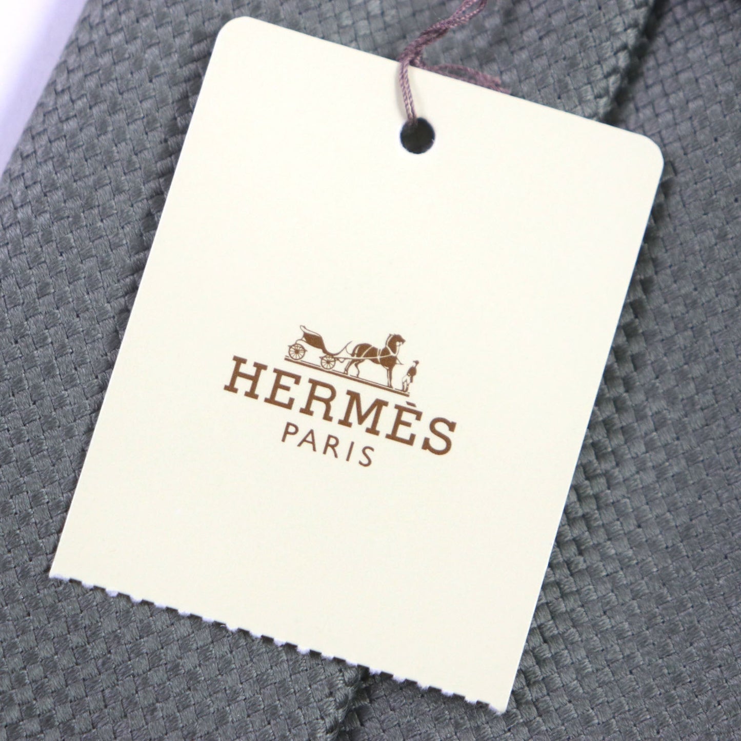 HERMES tie silk khaki
