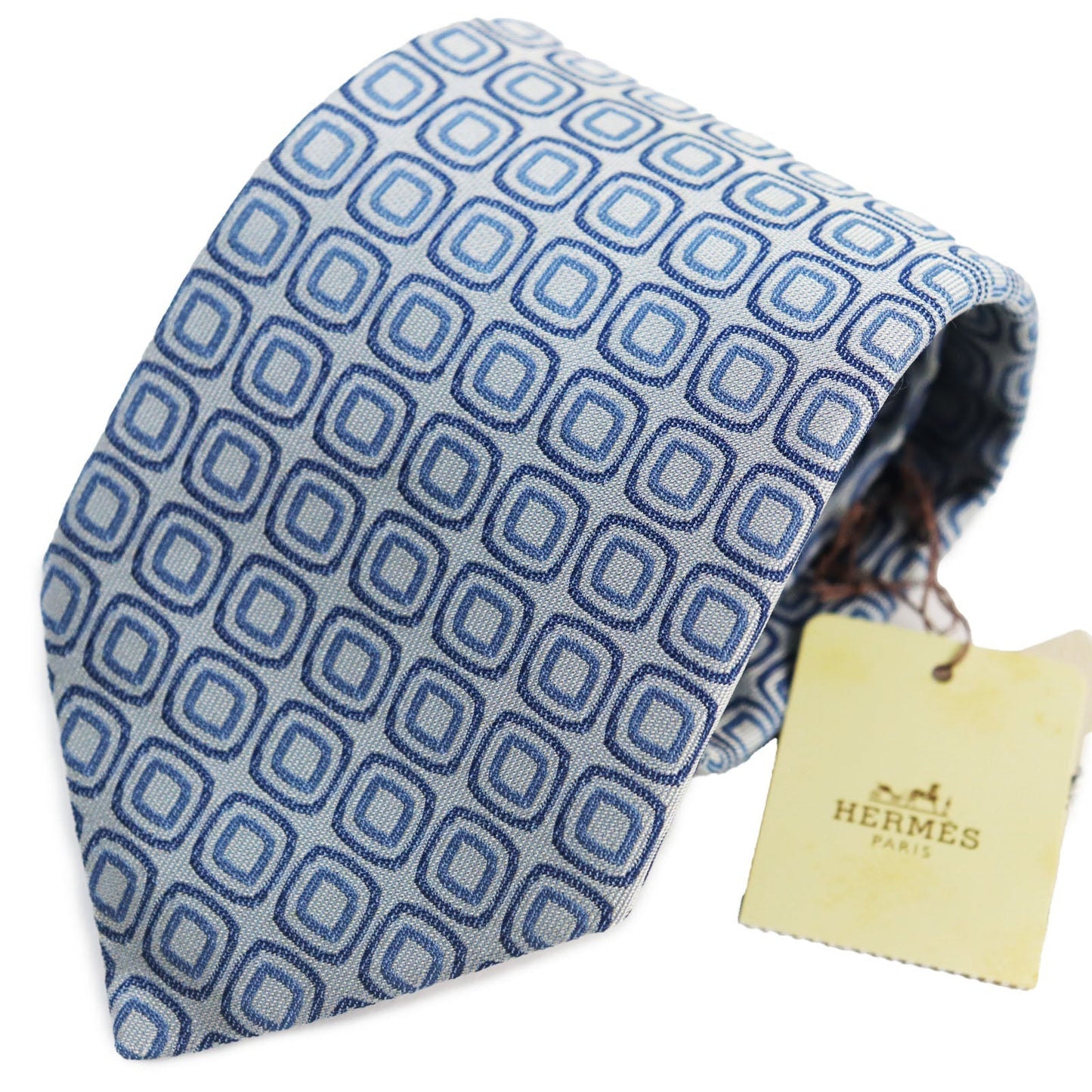 HERMES tie 758632T silk blue CRAVATE 9.1