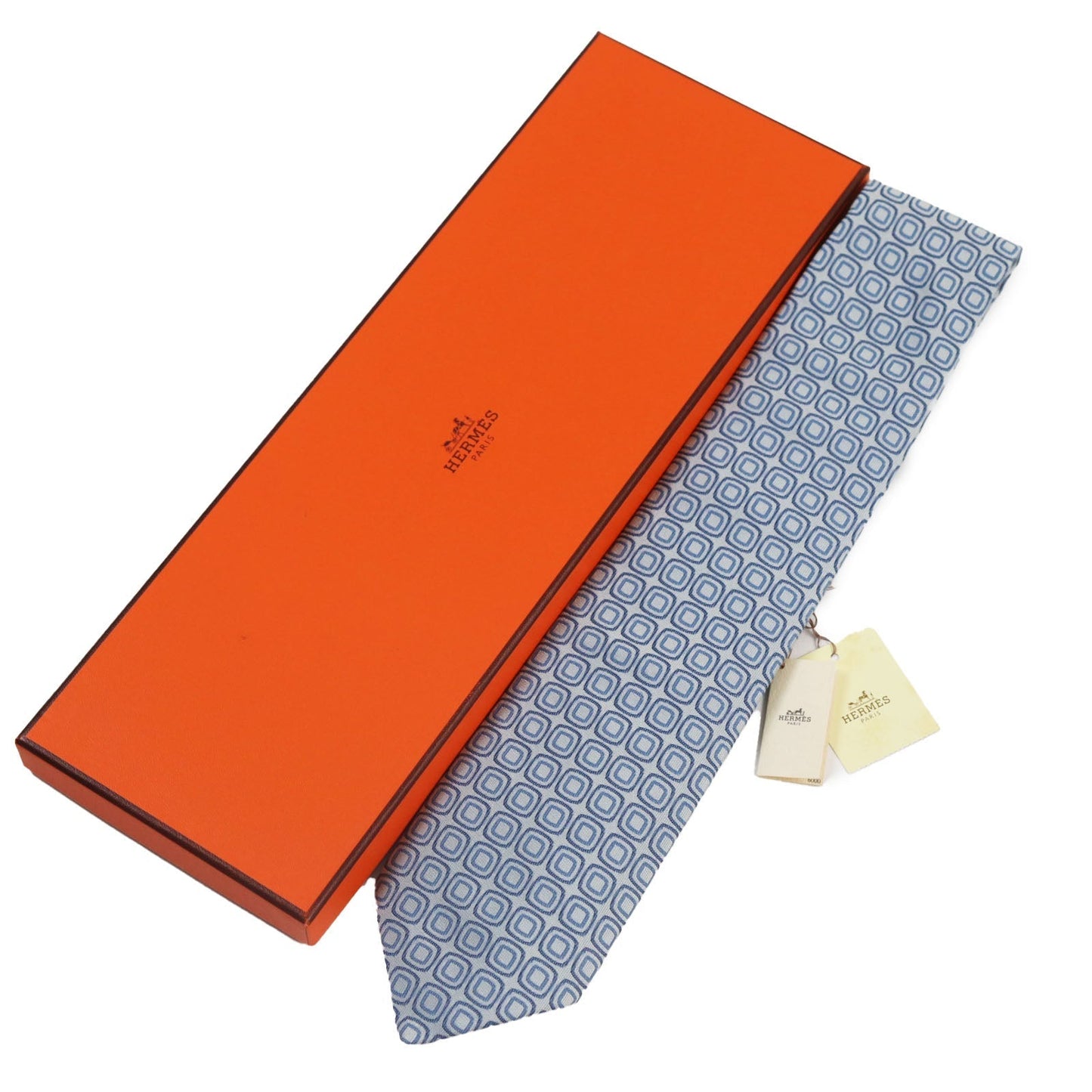 HERMES tie 758632T silk blue CRAVATE 9.1