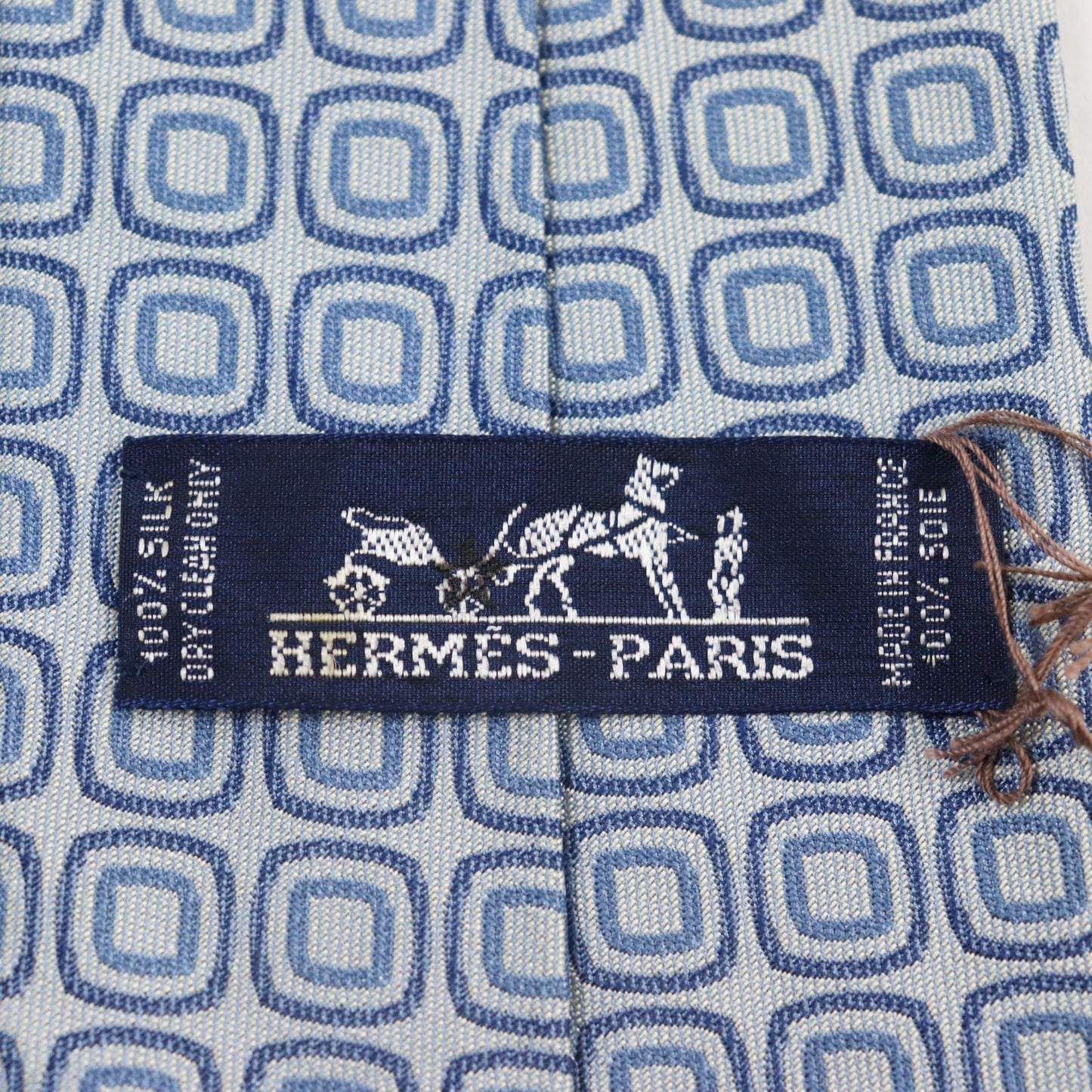 HERMES tie 758632T silk blue CRAVATE 9.1
