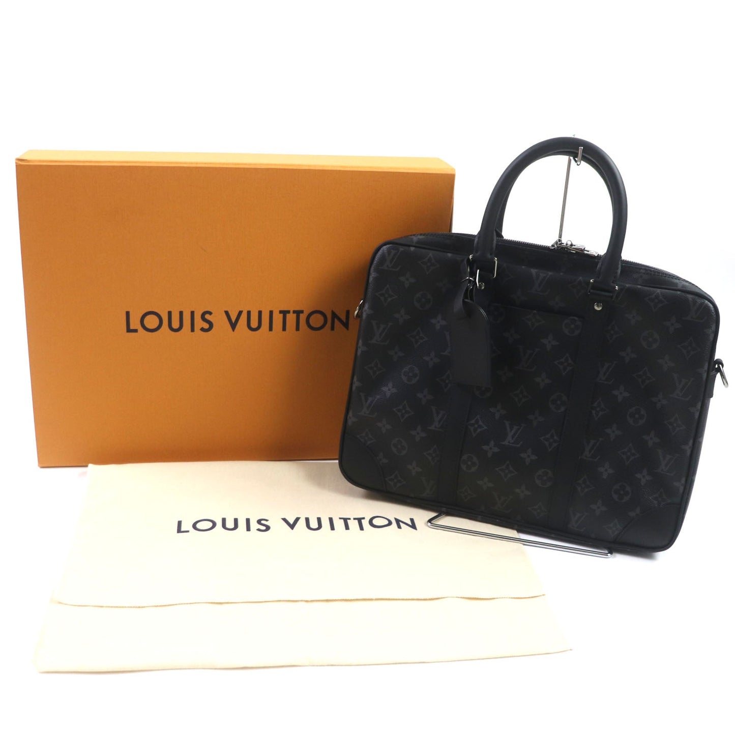 LOUIS VUITTON Briefcase M46457 Monogram Eclipse canvas Black Gray Monogram Eclipse Porte Documan Voyagej