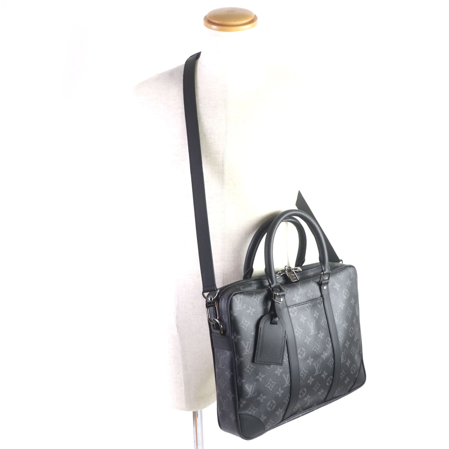 LOUIS VUITTON Briefcase M46457 Monogram Eclipse canvas Black Gray Monogram Eclipse Porte Documan Voyagej