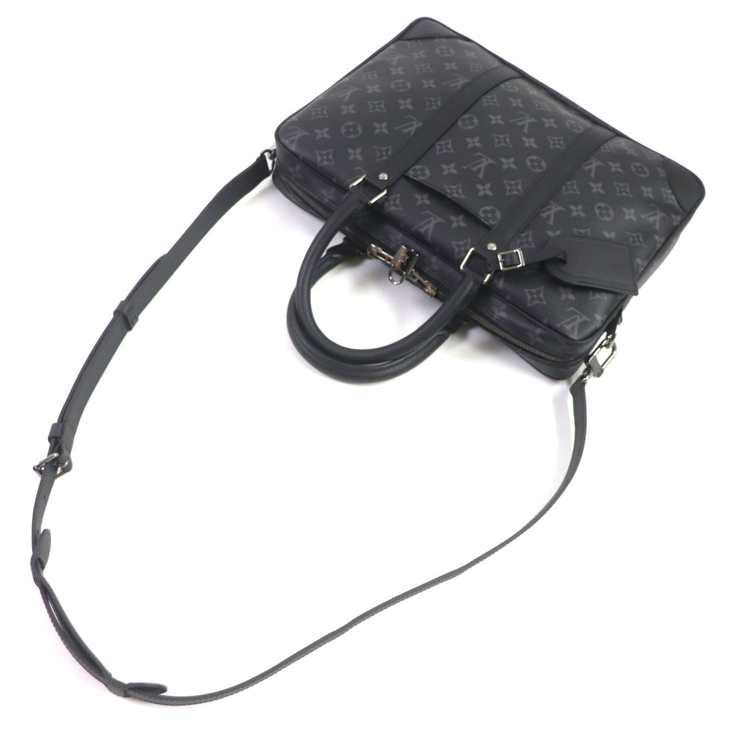 LOUIS VUITTON Briefcase M46457 Monogram Eclipse canvas Black Gray Monogram Eclipse Porte Documan Voyagej