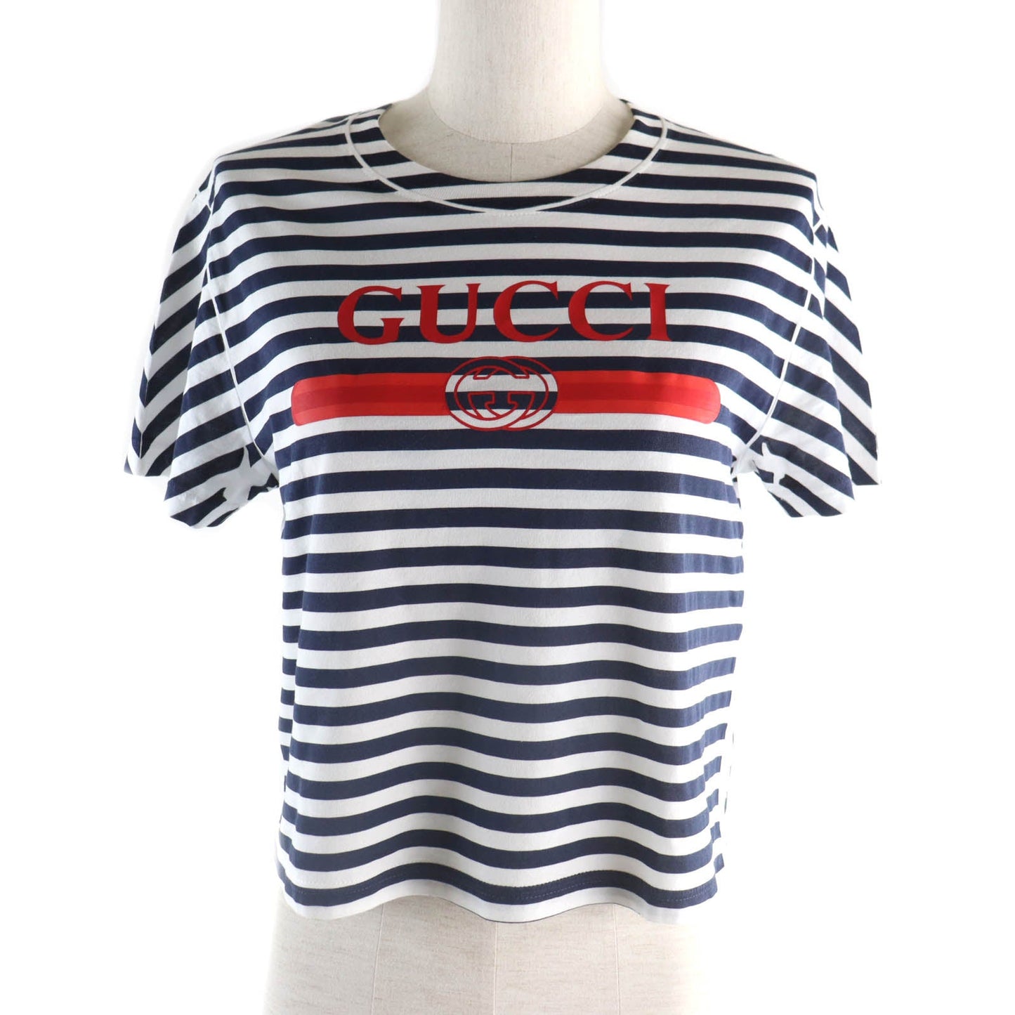 GUCCI Short sleeve T-shirt 789314 cotton Navy white XS