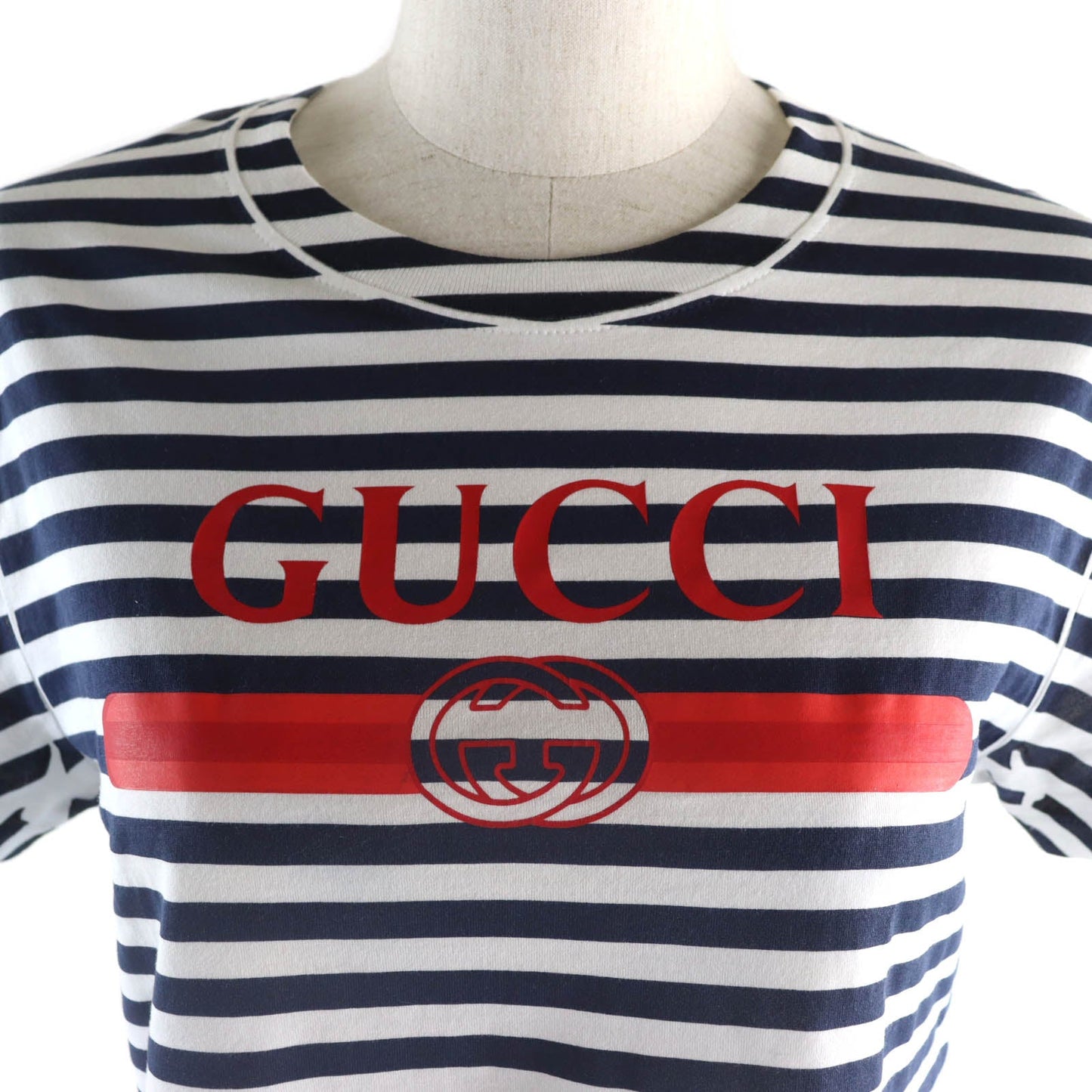 GUCCI Short sleeve T-shirt 789314 cotton Navy white XS