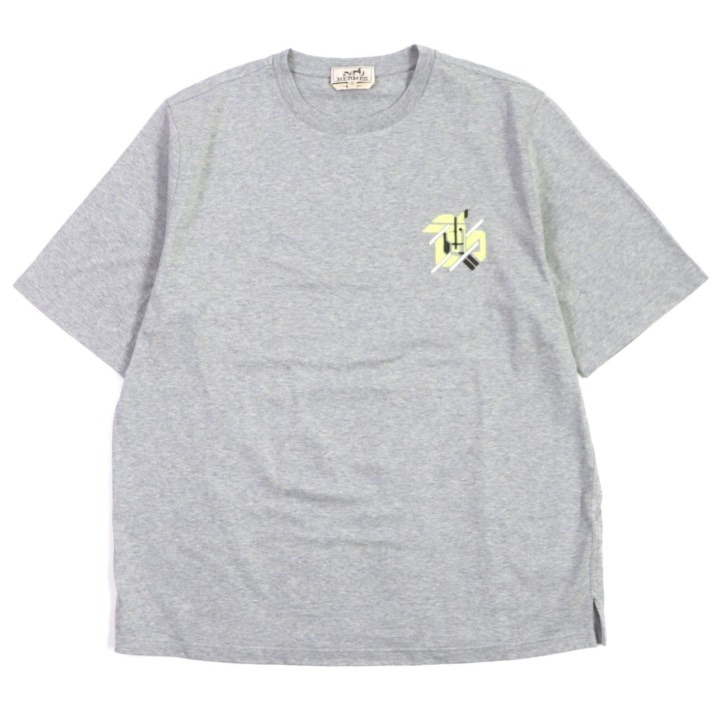 HERMES Short sleeve T-shirt cotton gray Chevaux en Symmetry M