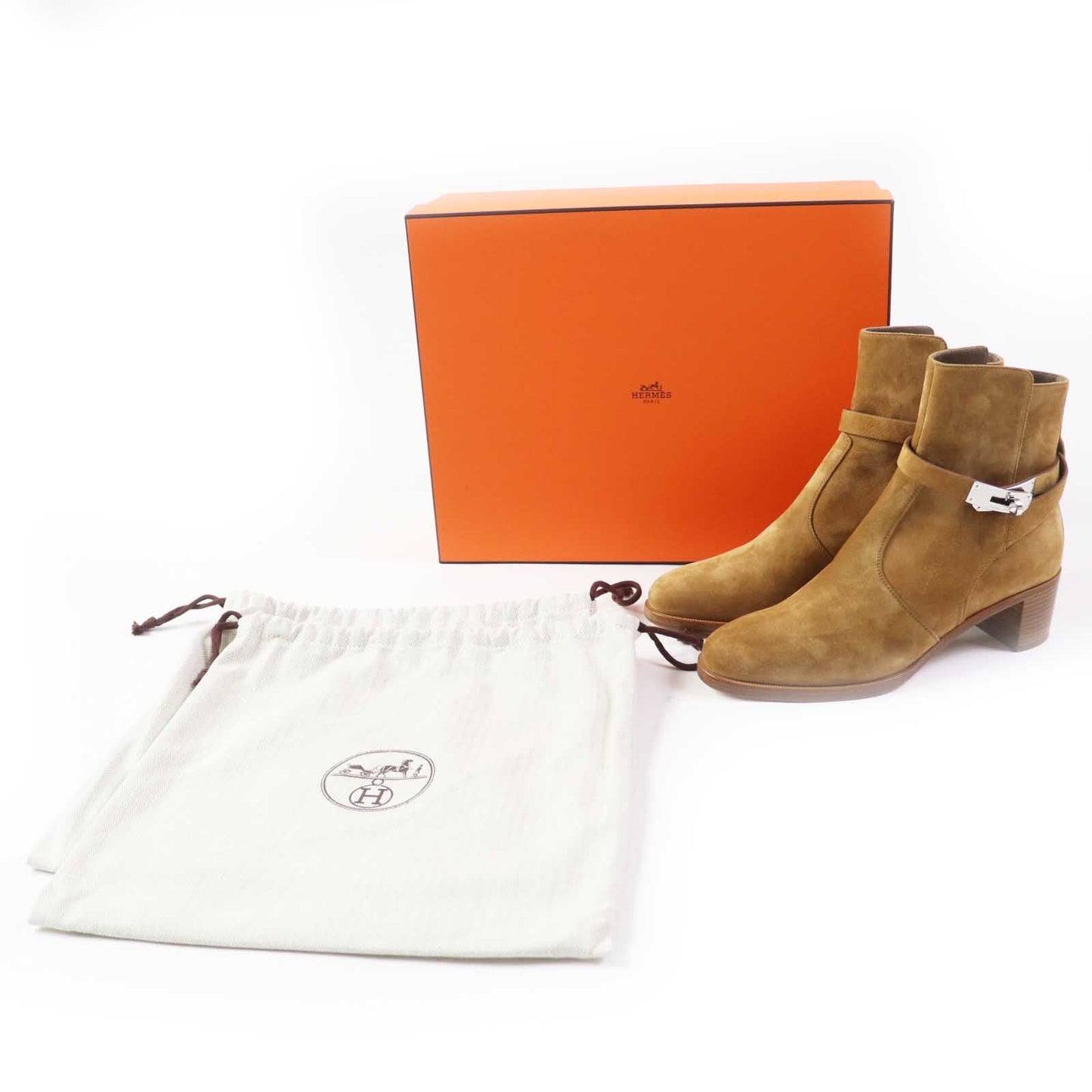 HERMES short boots Provence Brown beige type French 50 38.5
