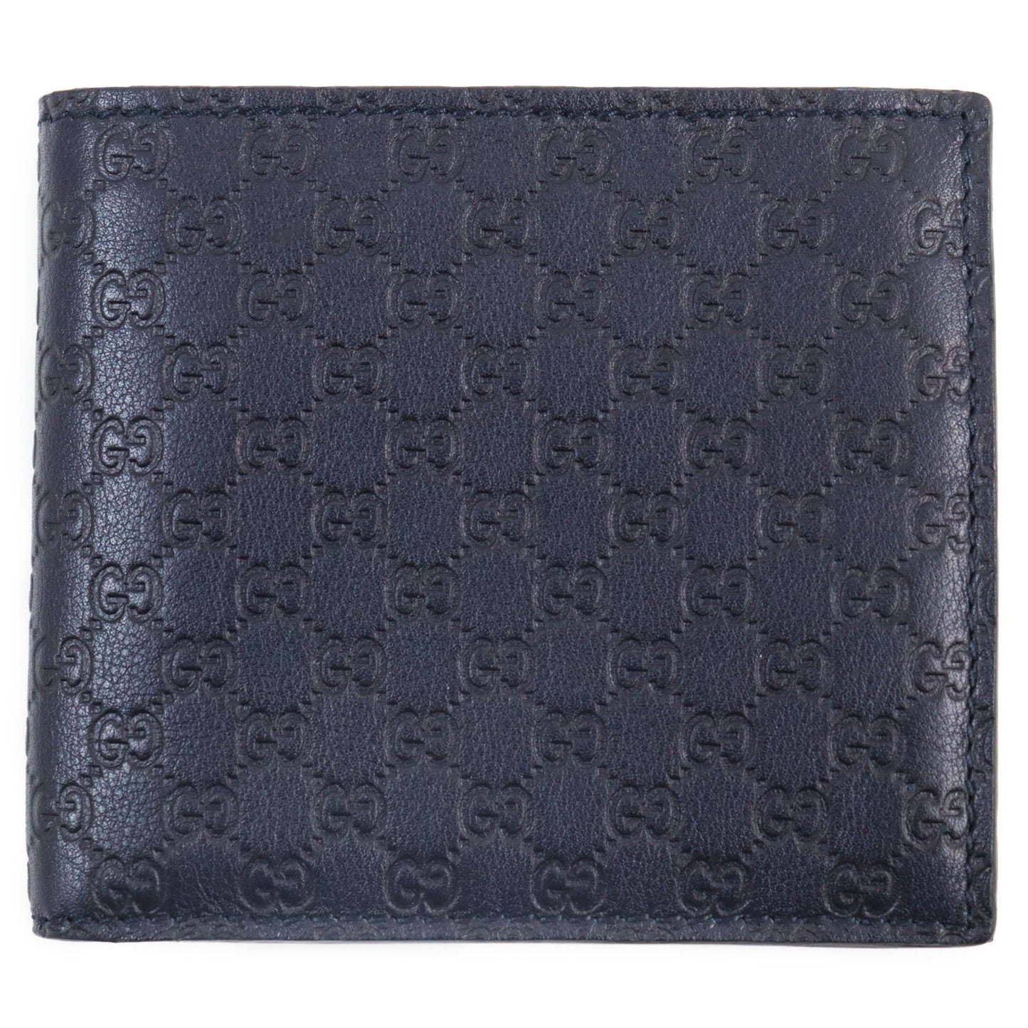 GUCCI Bifold Wallet 146223 leather Navy Micro Gucci Shima