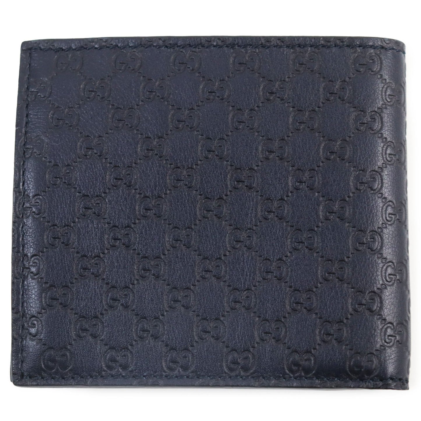 GUCCI Bifold Wallet 146223 leather Navy Micro Gucci Shima