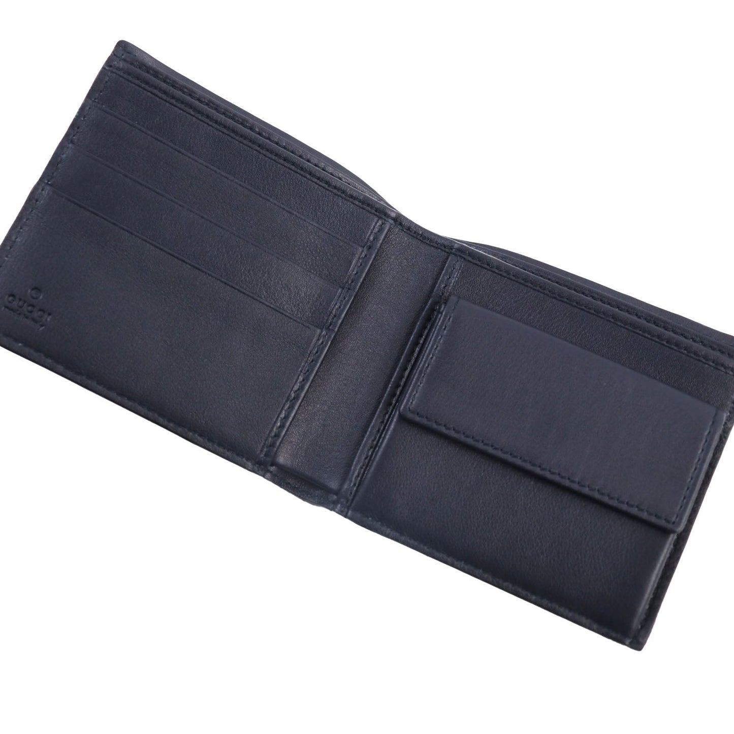 GUCCI Bifold Wallet 146223 leather Navy Micro Gucci Shima