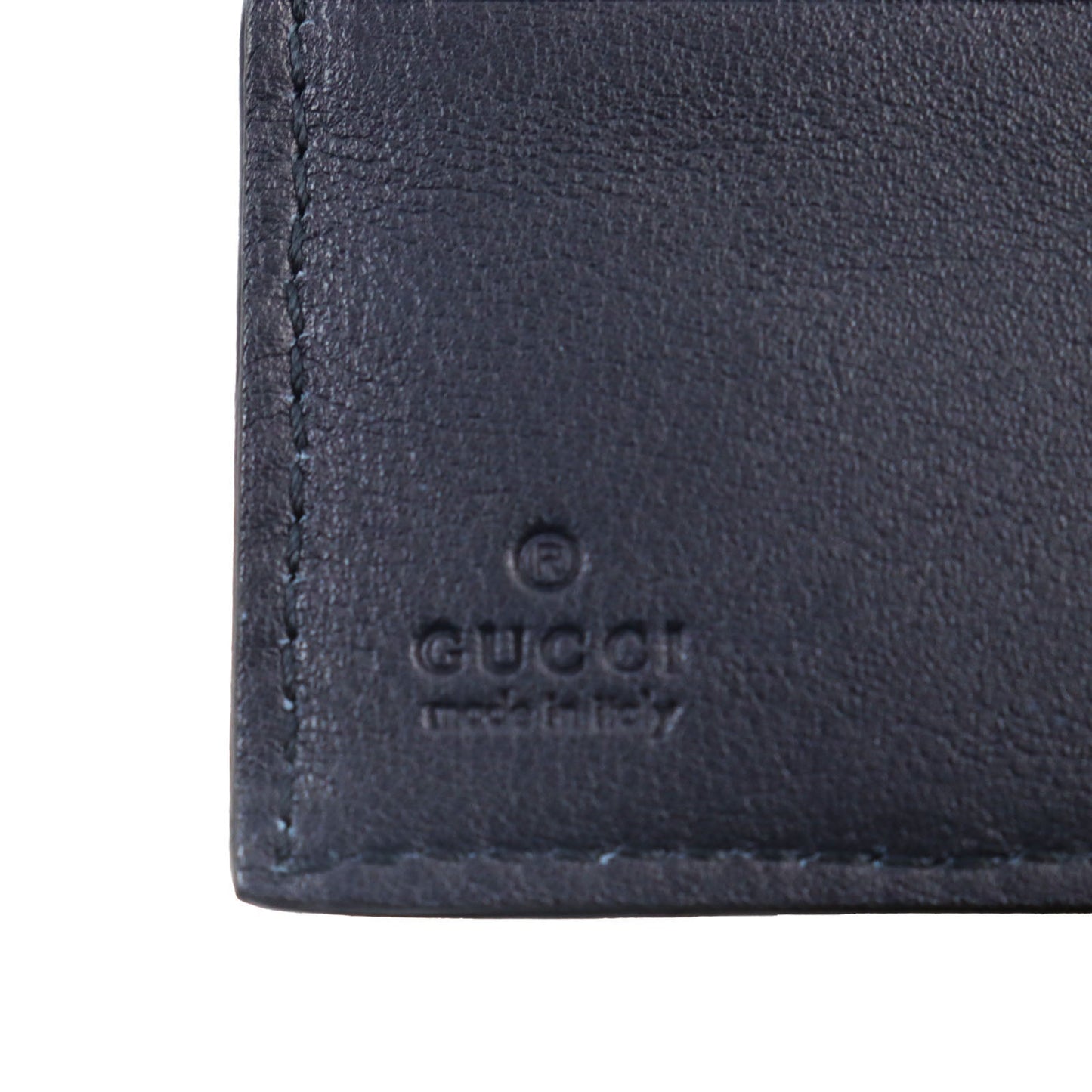 GUCCI Bifold Wallet 146223 leather Navy Micro Gucci Shima